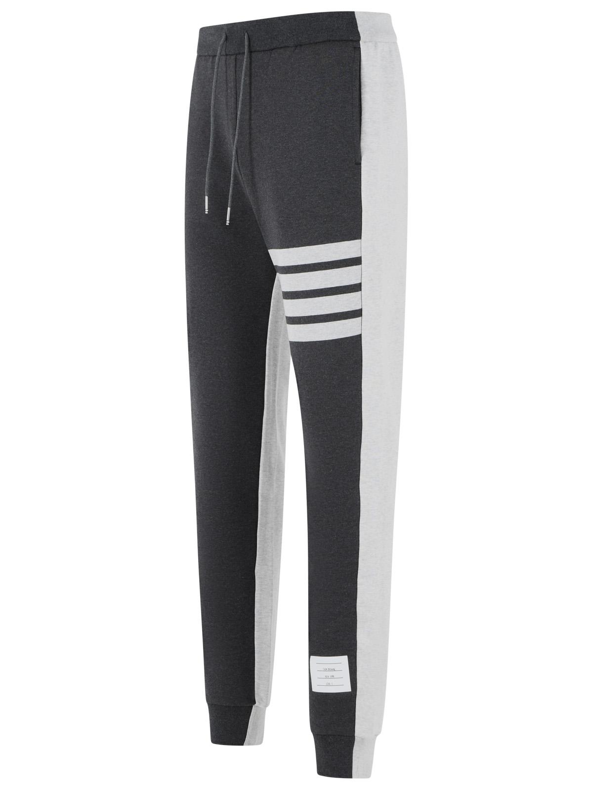 Thom Browne 'Colorblock 4 Bar' Grey Cotton Pants Men THOM BROWNE
