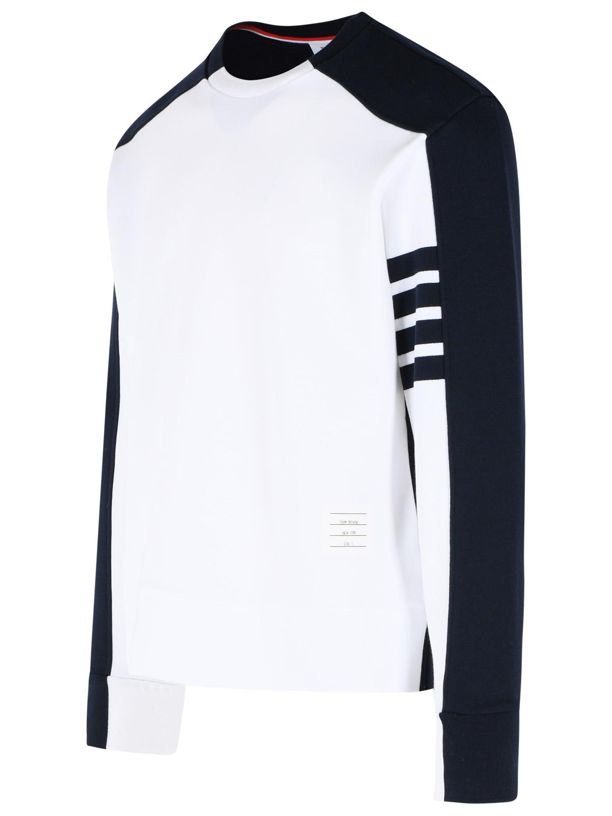 Thom Browne 'Colorblock 4 Bar' White And Blue Cotton Sweatshirt Men THOM BROWNE