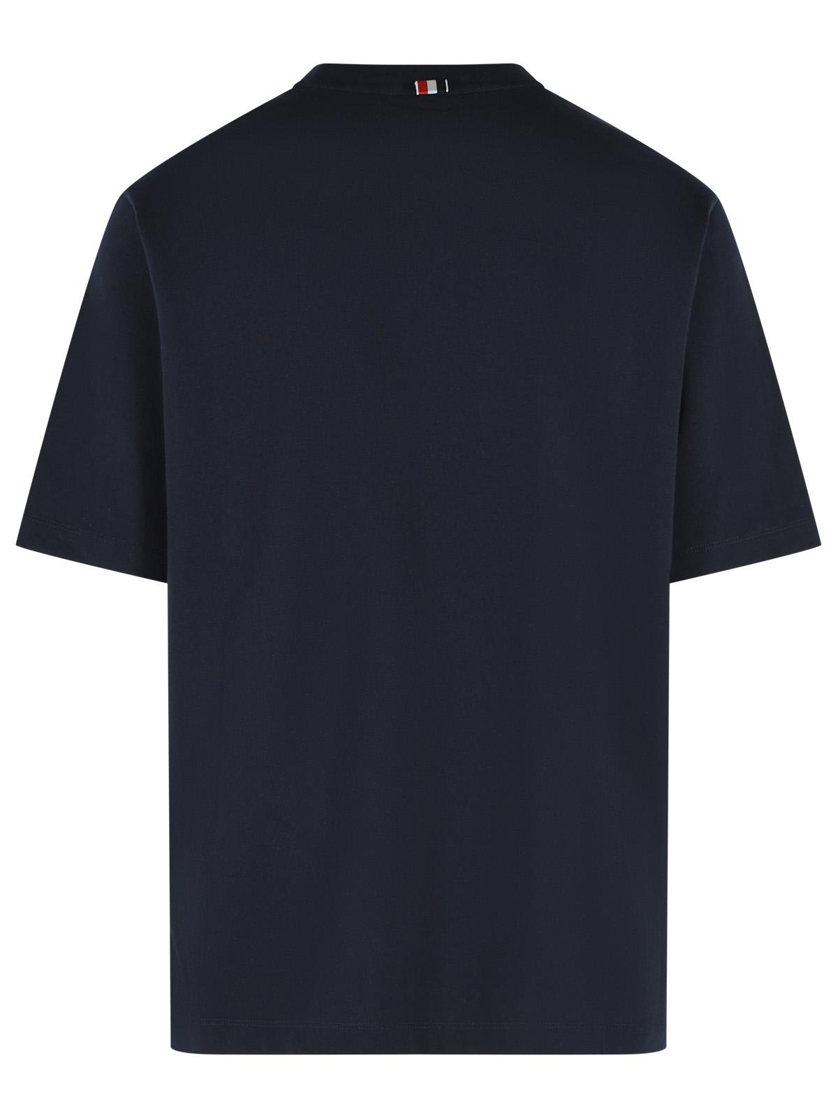 Thom Browne 'Colorblock 4 Bar' White And Navy Cotton T-Shirt Men THOM BROWNE