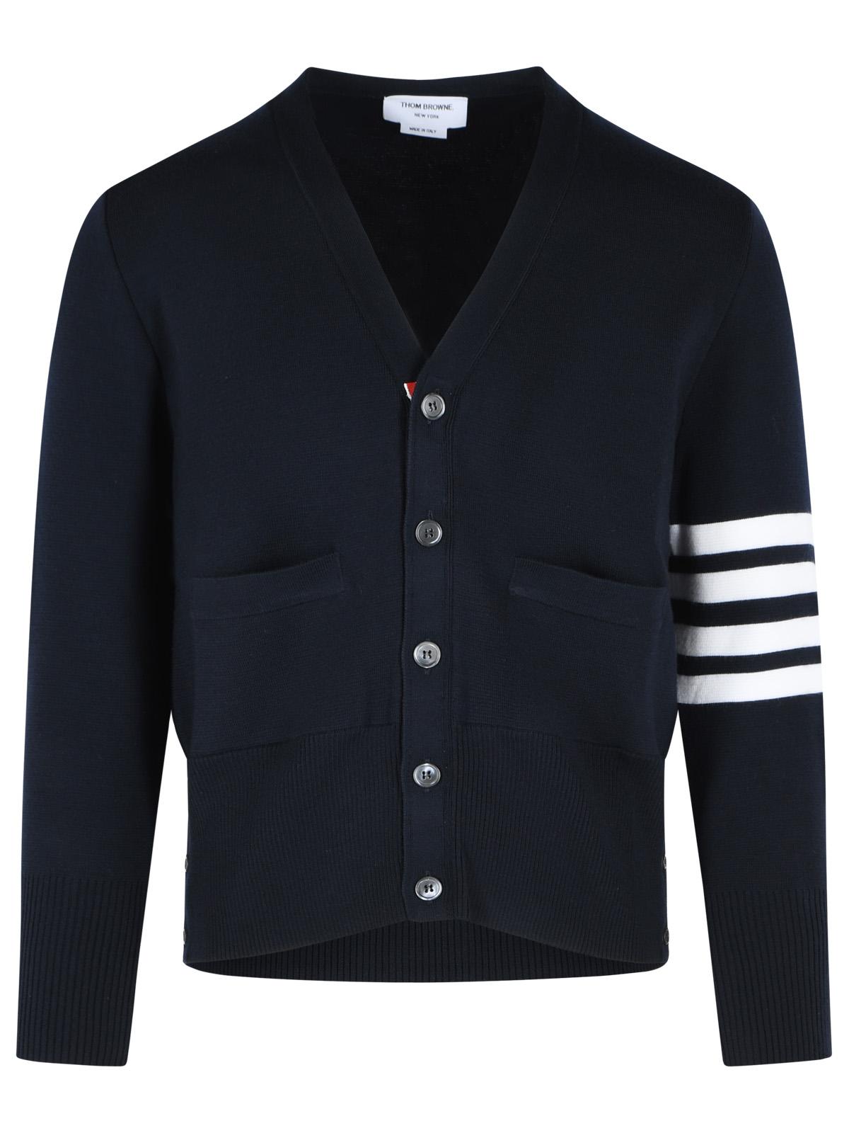 Thom Browne 'Milano 4 Bar' Navy Virgin Wool Cardigan Men THOM BROWNE