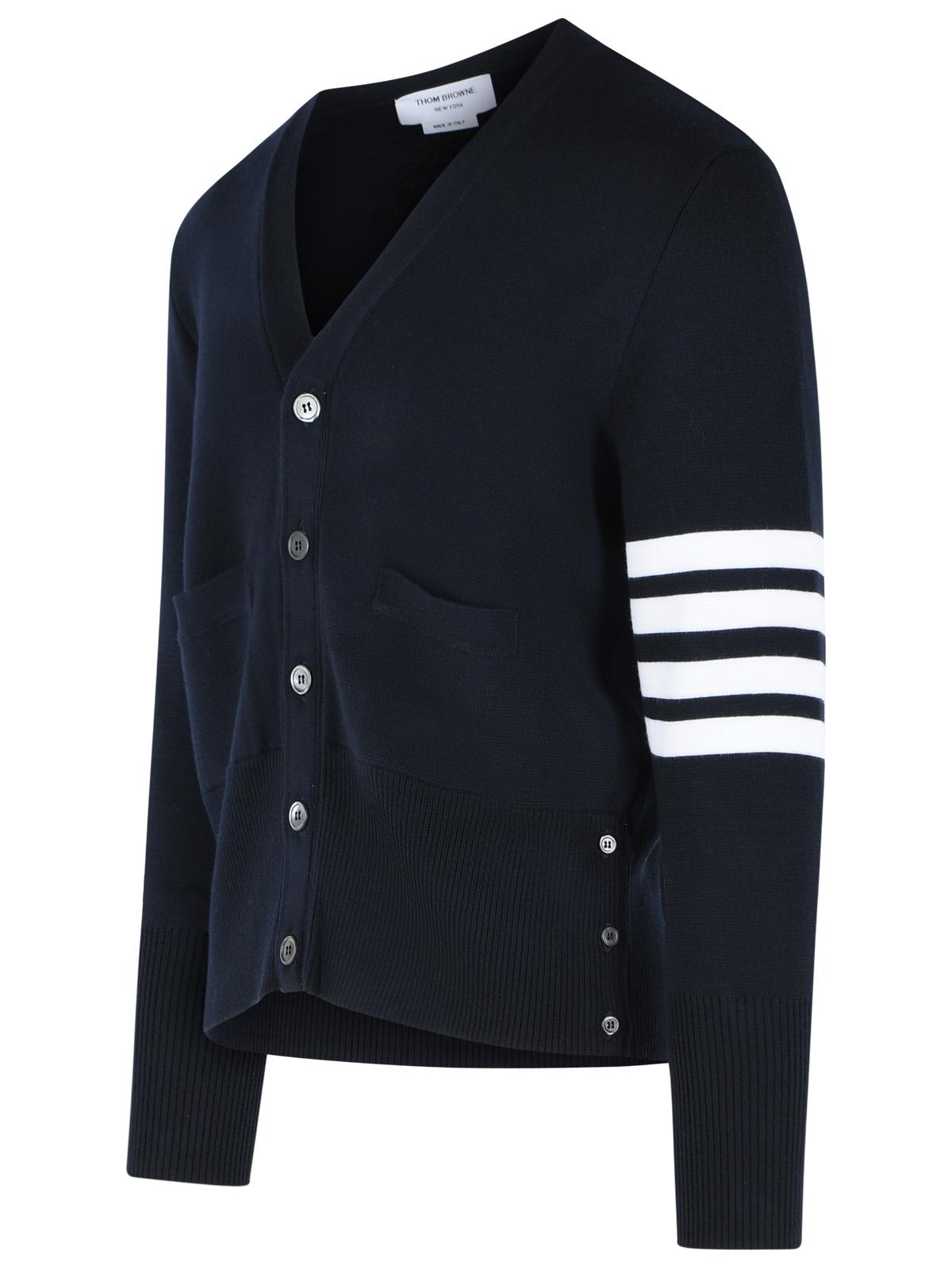 Thom Browne 'Milano 4 Bar' Navy Virgin Wool Cardigan Men THOM BROWNE