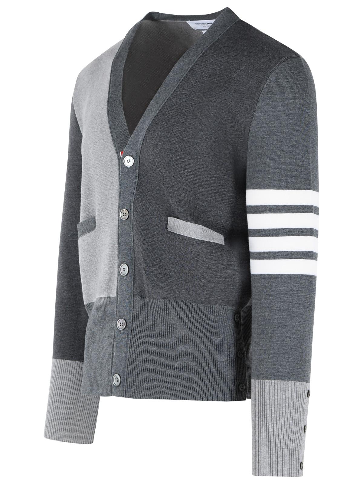 Thom Browne 'Fun Mix' Grey Merino Wool Cardigan Men THOM BROWNE