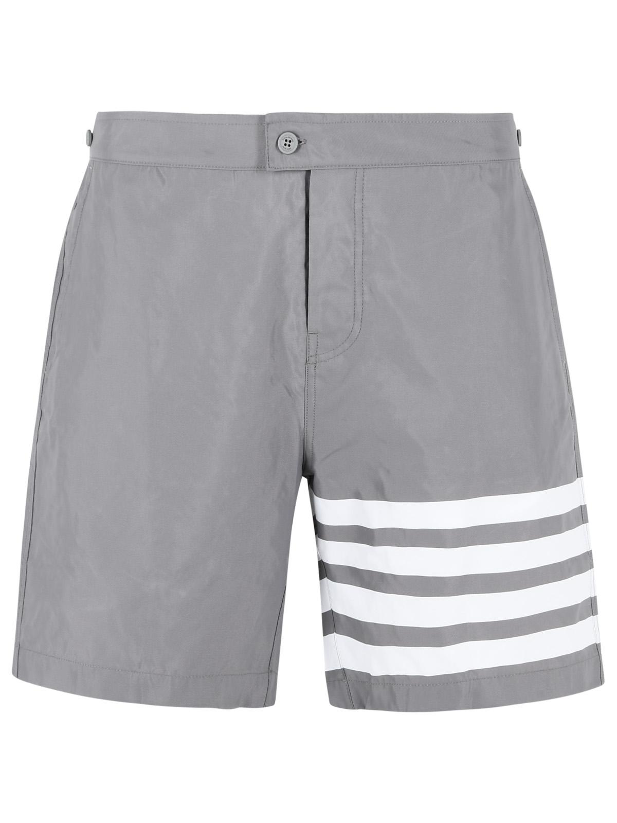 Thom Browne 'Swim Tech 4 Bar' Grey Nylon Swimsuit Men THOM BROWNE
