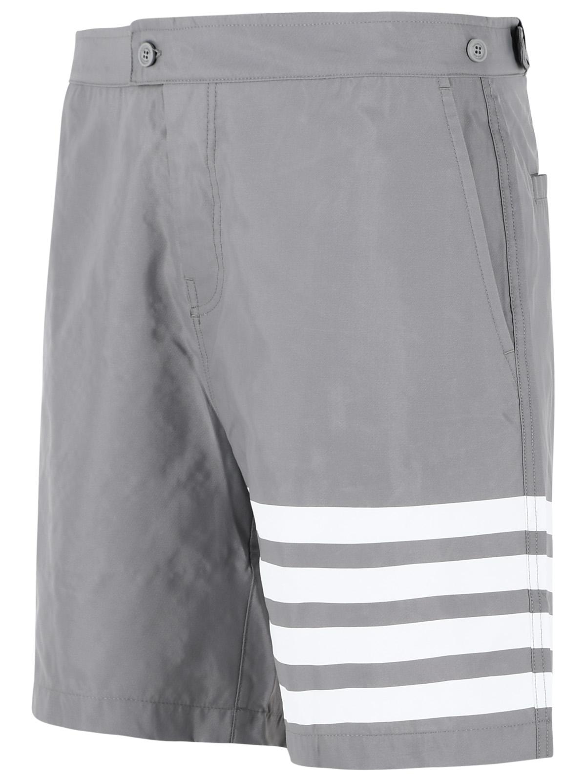 Thom Browne 'Swim Tech 4 Bar' Grey Nylon Swimsuit Men THOM BROWNE
