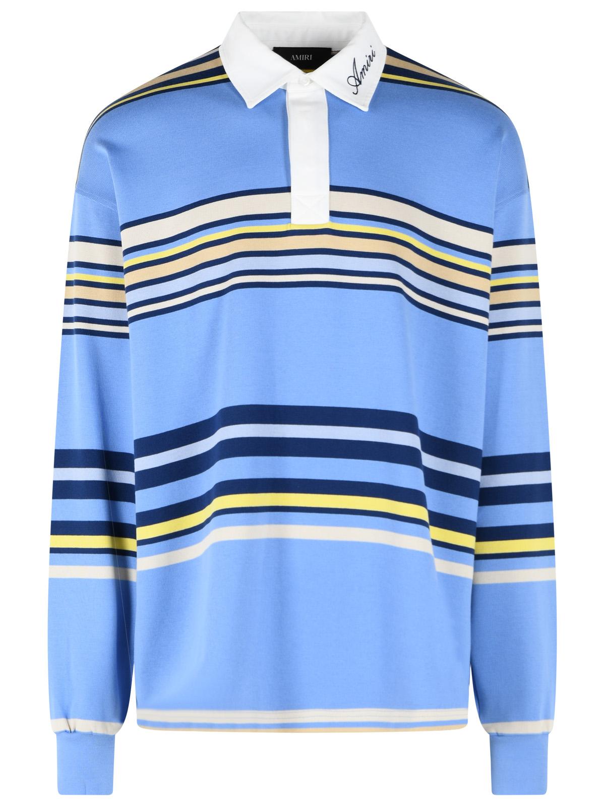 Amiri 'Striped' Blue Cotton Polo Shirt Men AMIRI