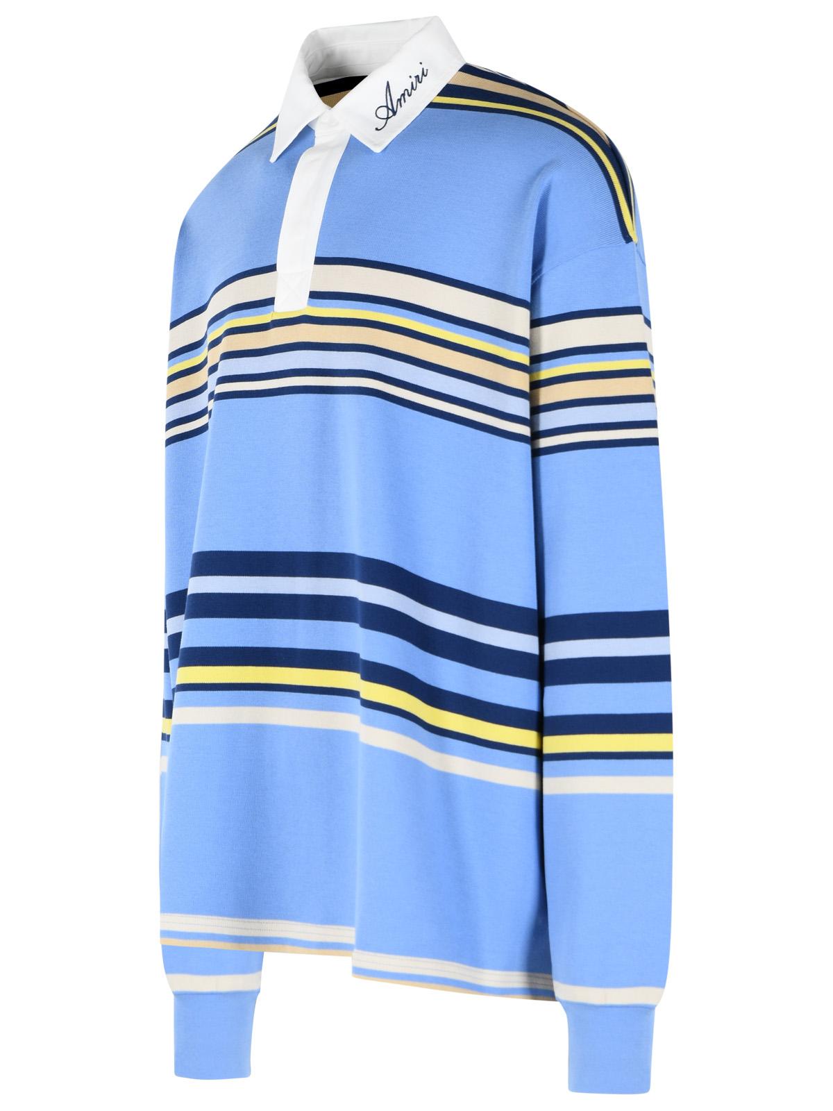 Amiri 'Striped' Blue Cotton Polo Shirt Men AMIRI