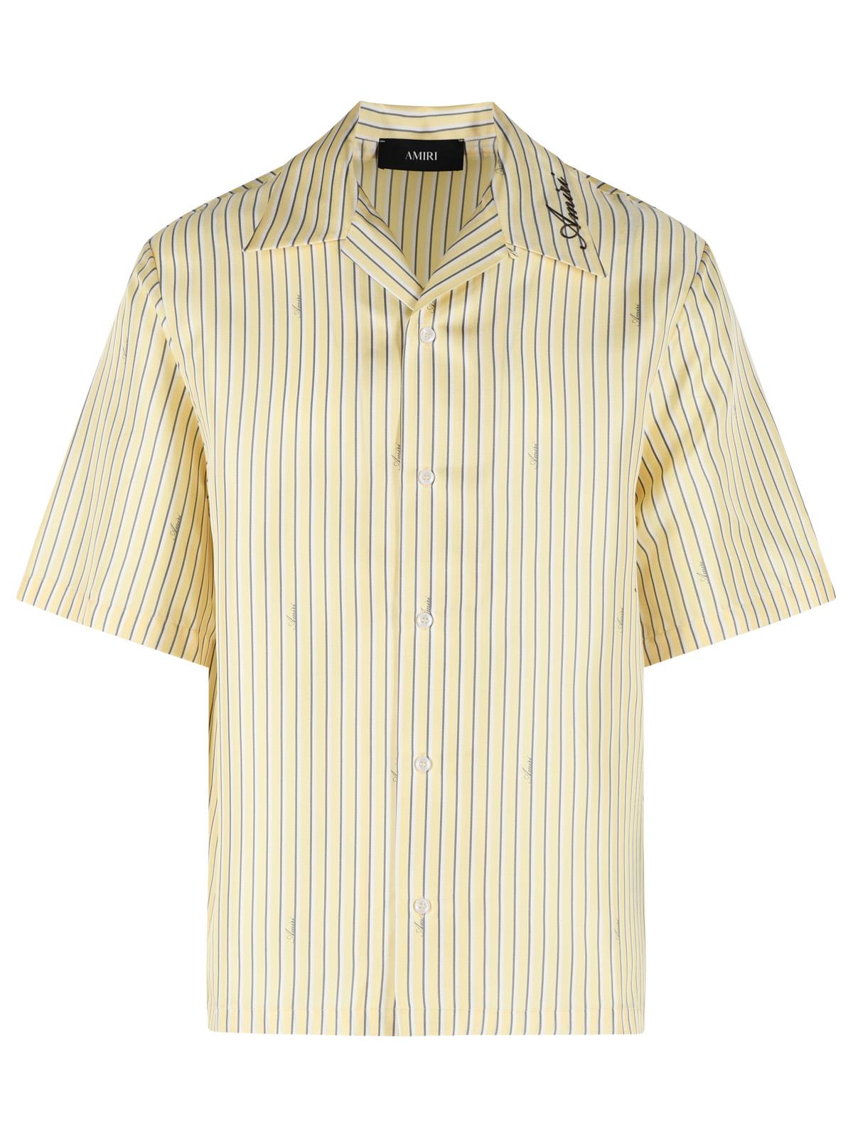 Amiri 'Amiri Script Bowling' Yellow Silk Shirt Men AMIRI