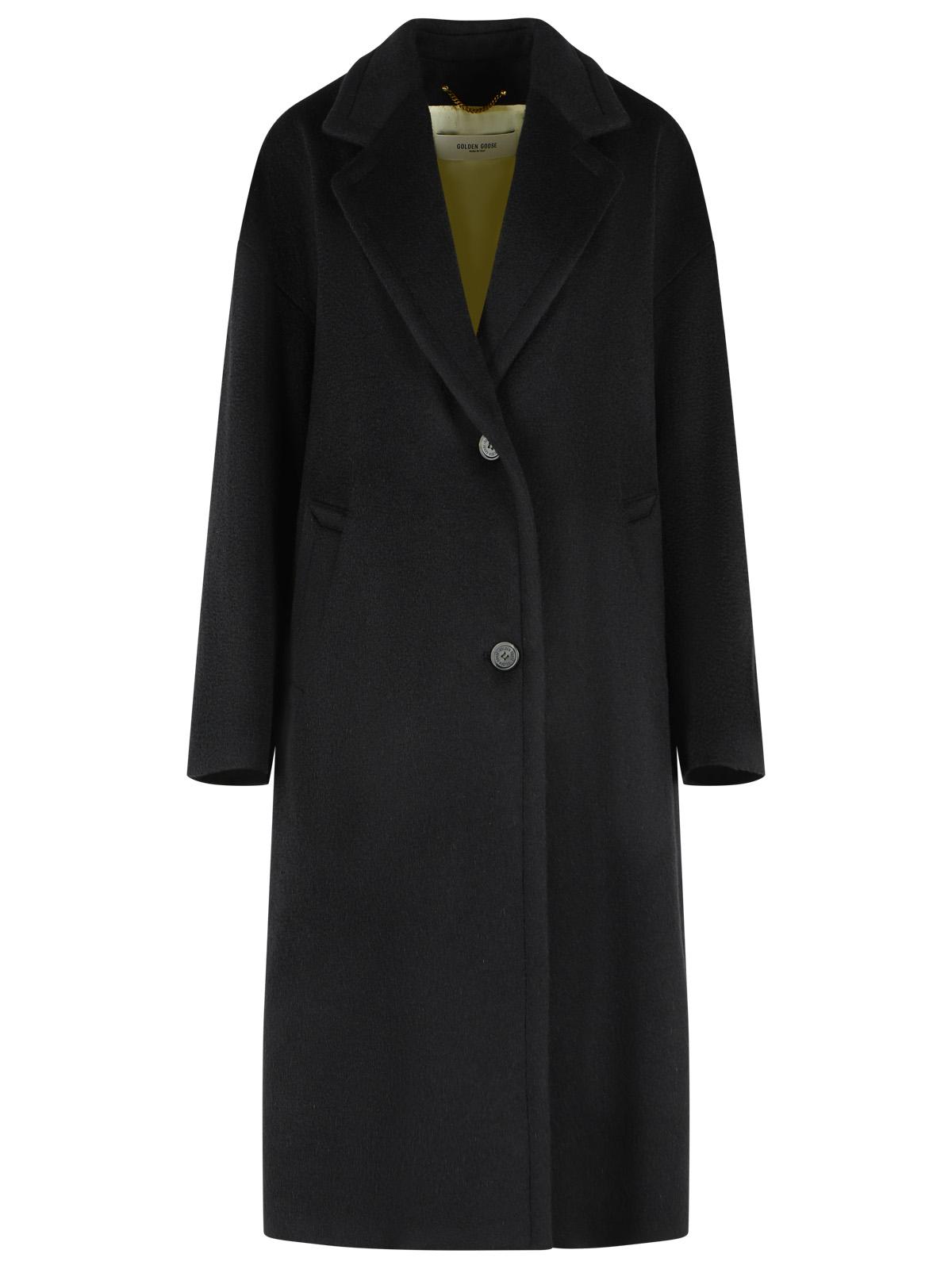 Golden Goose 'Cocoon' Single-Breasted Black Virgin Wool Blend Coat Women GOLDEN GOOSE