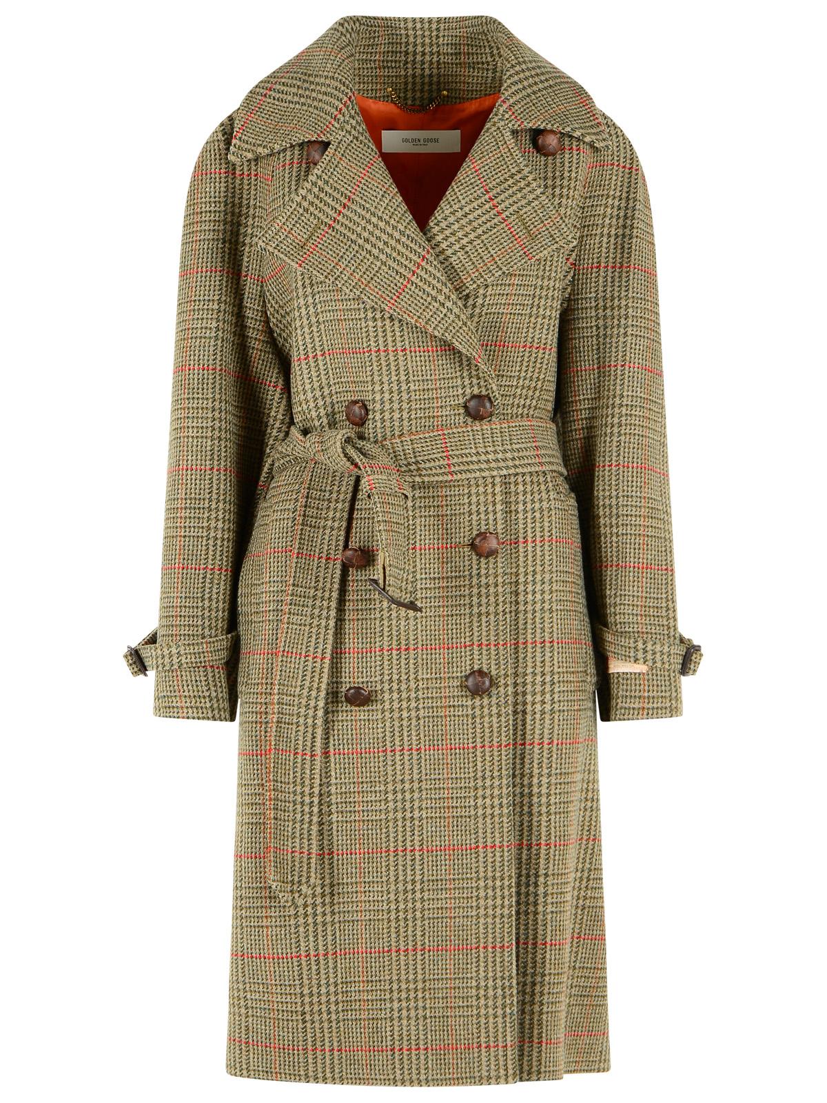 Golden Goose 'Roxanne' Green Virgin Wool Trench Coat Women GOLDEN GOOSE