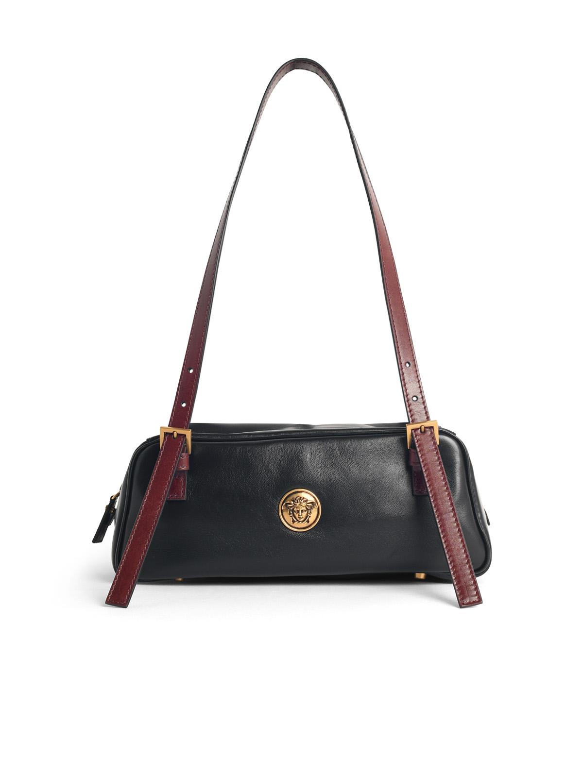 Versace 'Emblème' Black Nappa Leather Bowling Bag Women VERSACE
