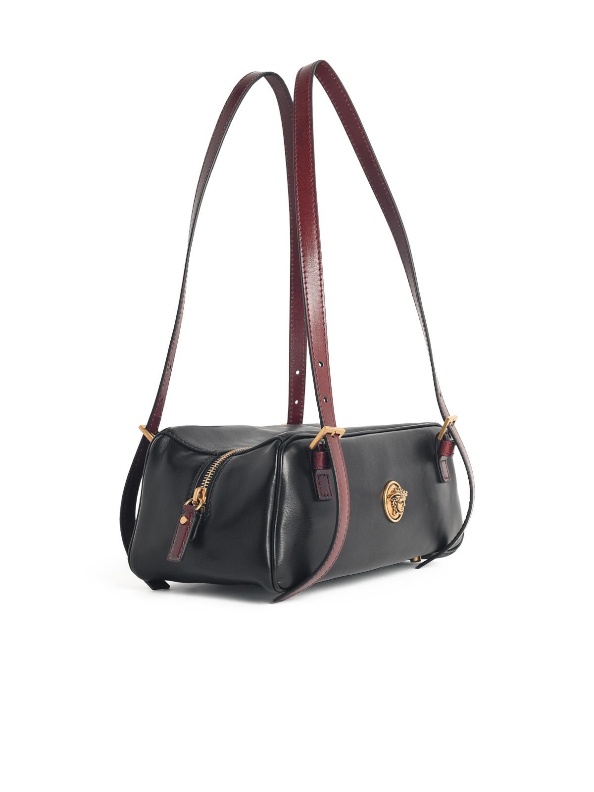 Versace 'Emblème' Black Nappa Leather Bowling Bag Women VERSACE