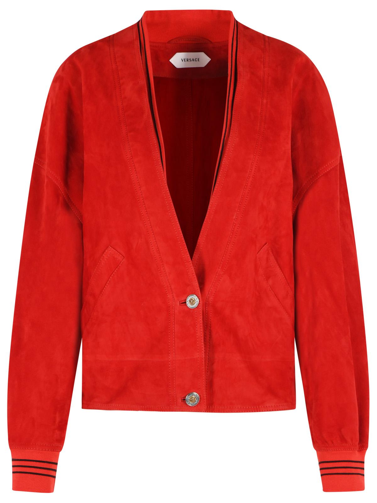 Versace Red Suede Jacket Women VERSACE