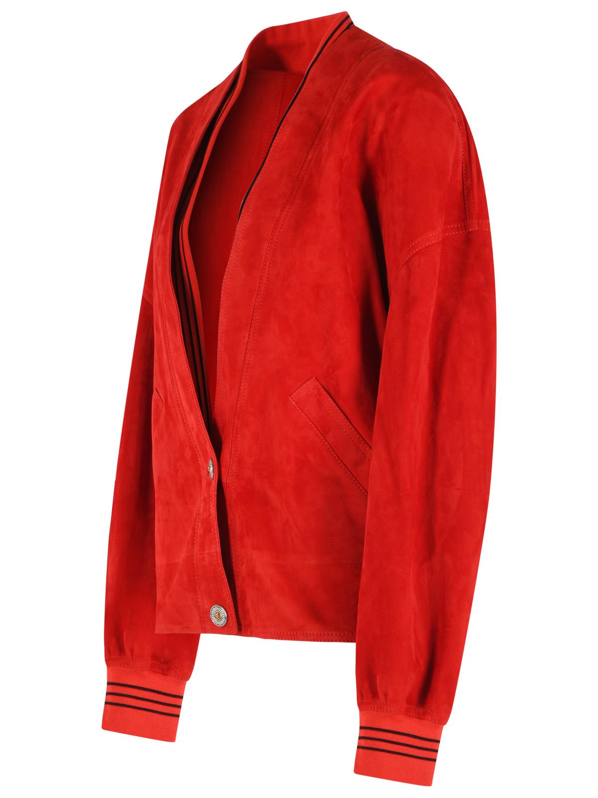 Versace Red Suede Jacket Women VERSACE