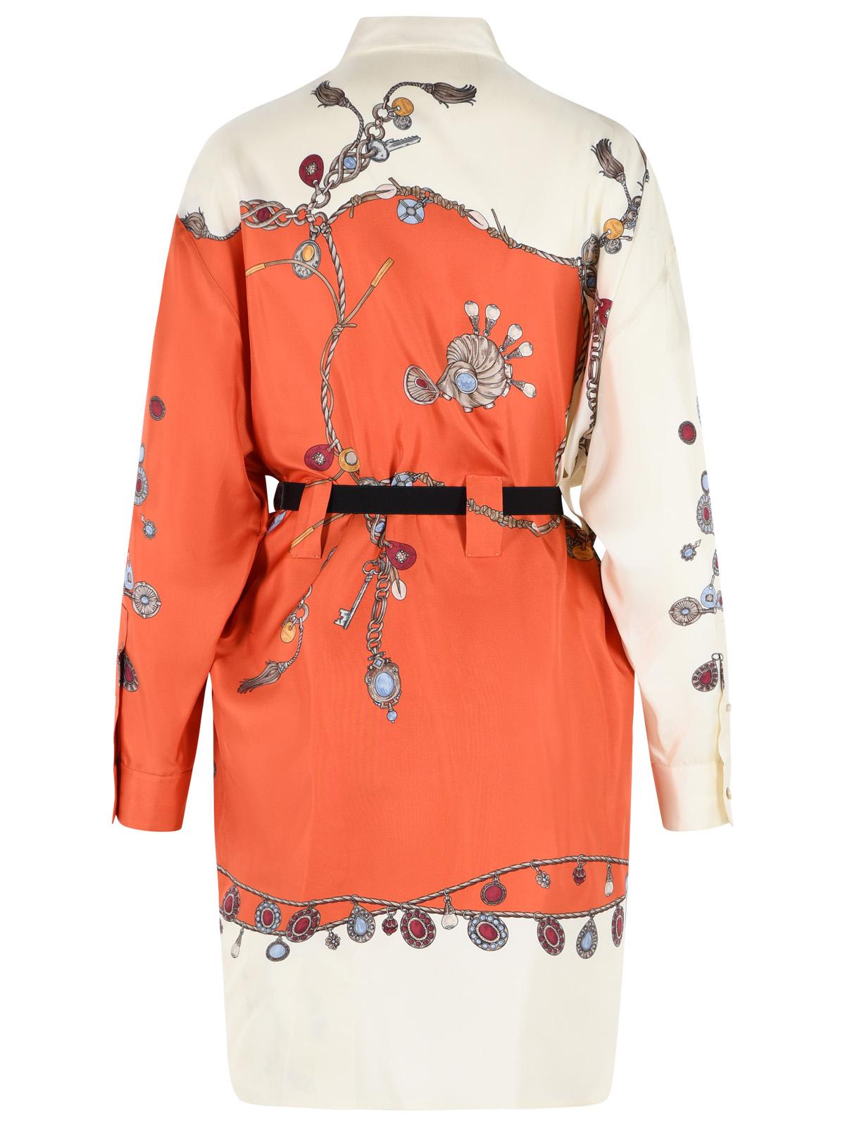 Versace Orange And Ivory Silk Mini Dress Women VERSACE