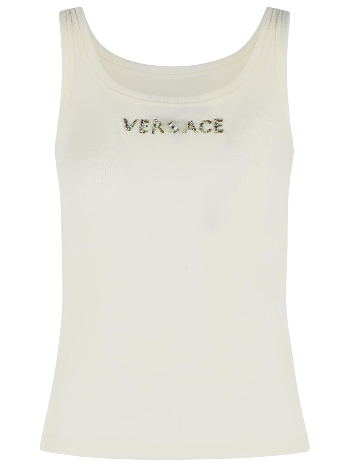Versace Cream Virgin Wool Tank Top Women VERSACE