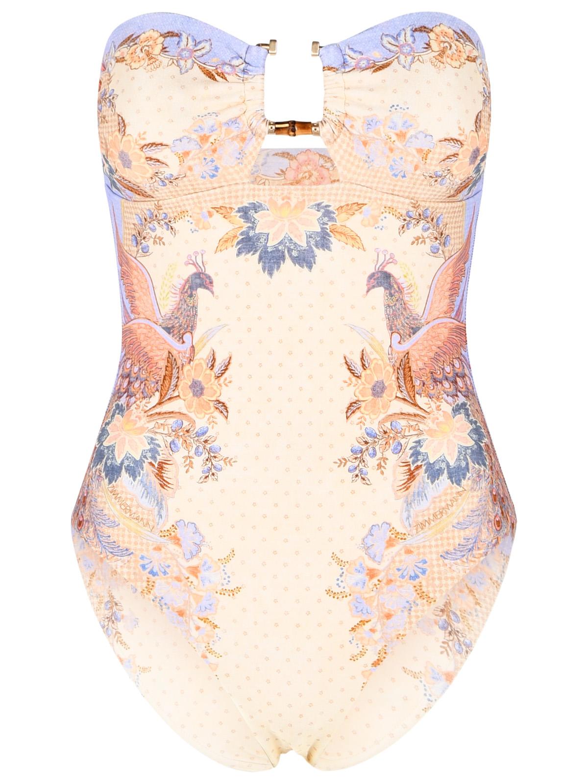 Zimmermann One-Piece Swimsuit With 'Indra' Bamboo Finish In Beige Nylon Blend Women ZIMMERMANN