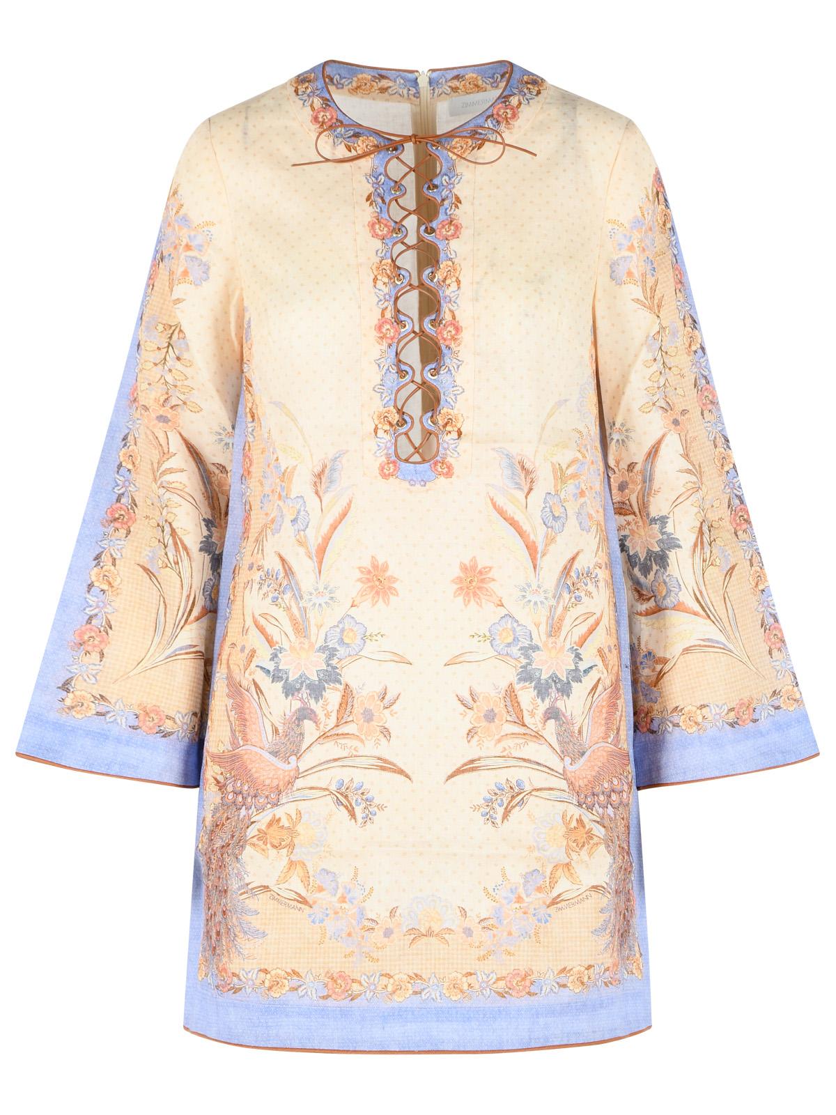 Zimmermann 'Indra' Beige Linen Tunic Mini Dress Women ZIMMERMANN