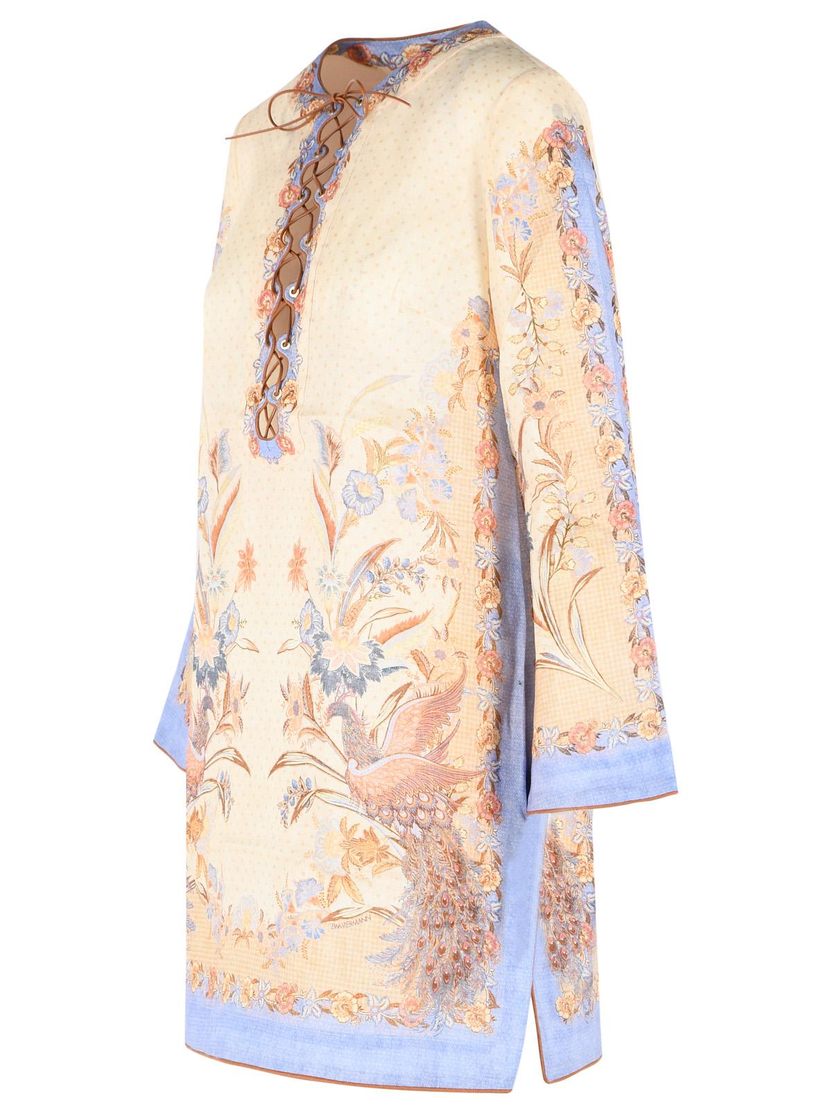 Zimmermann 'Indra' Beige Linen Tunic Mini Dress Women ZIMMERMANN
