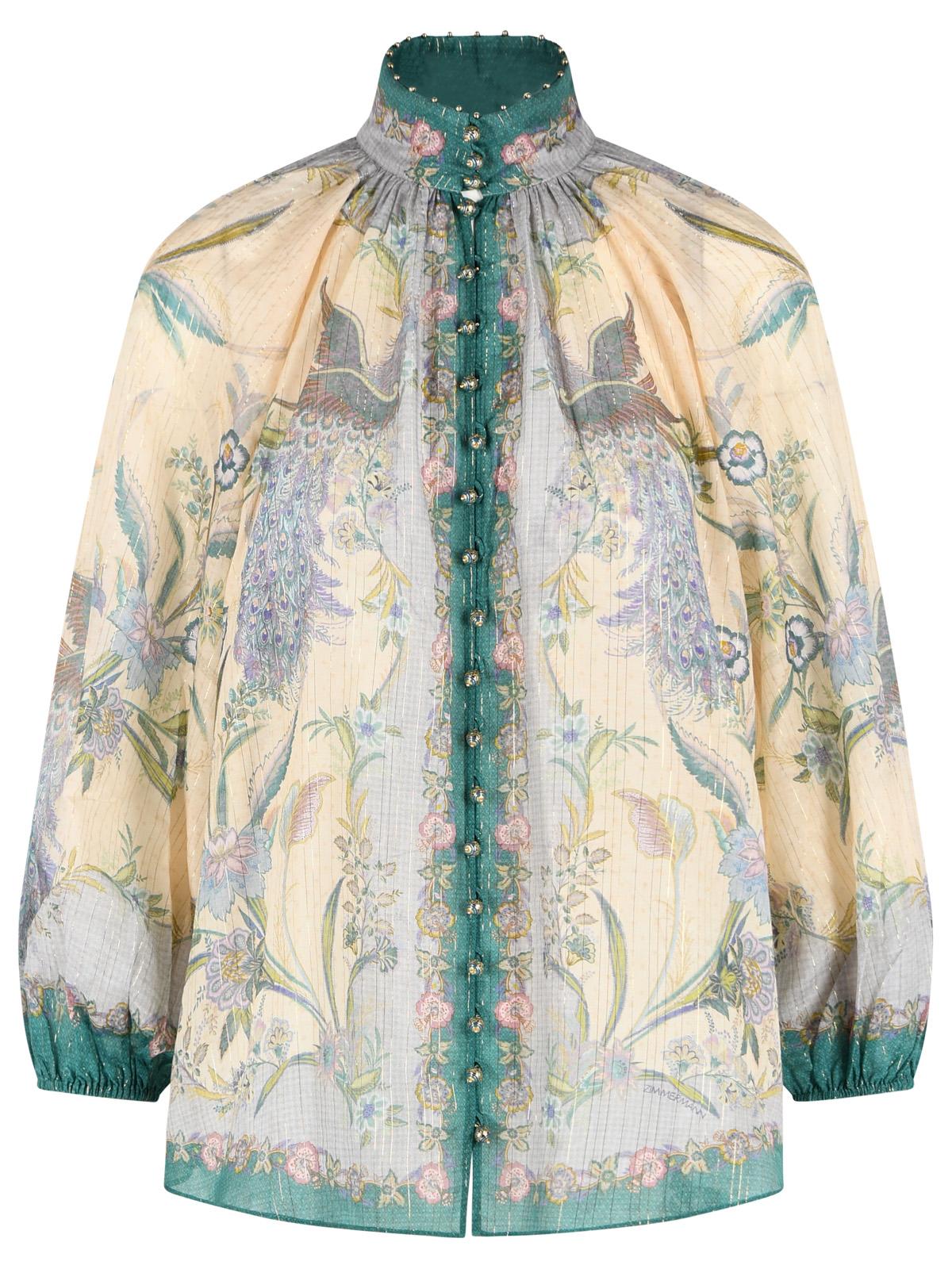 Zimmermann 'Indra Billow' Cream Cotton Blend Blouse Women ZIMMERMANN