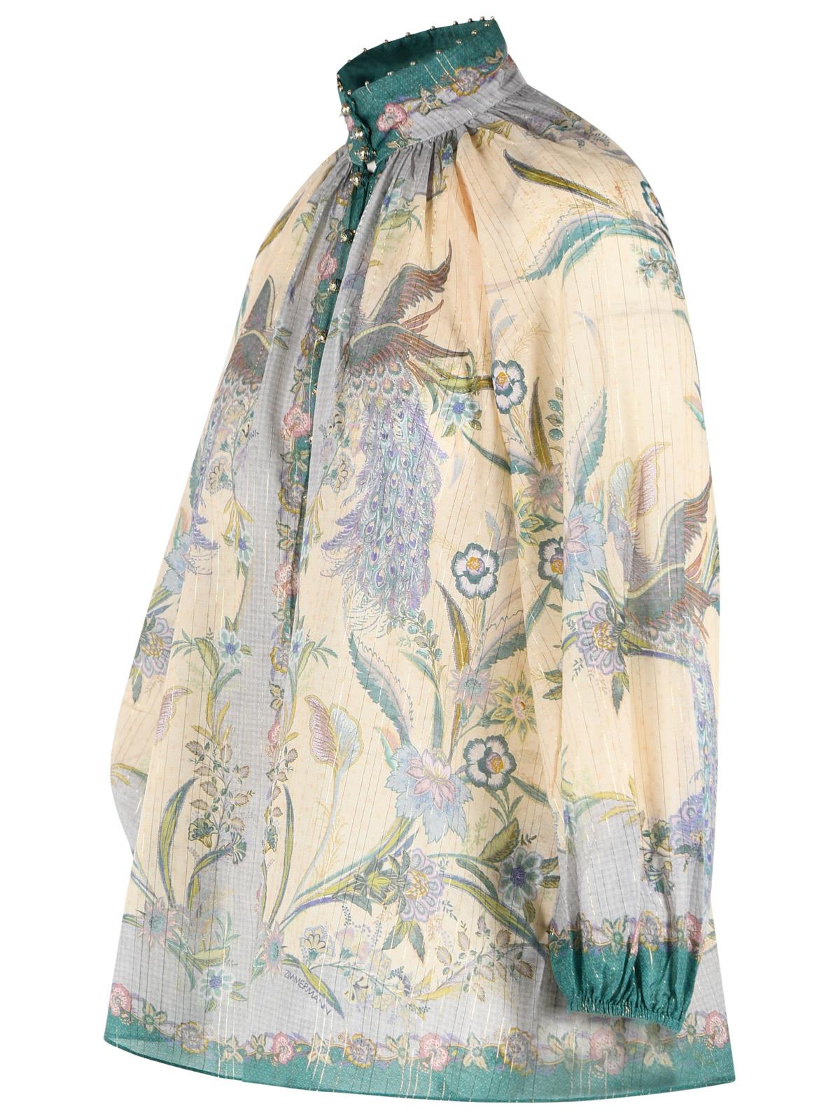 Zimmermann 'Indra Billow' Cream Cotton Blend Blouse Women ZIMMERMANN