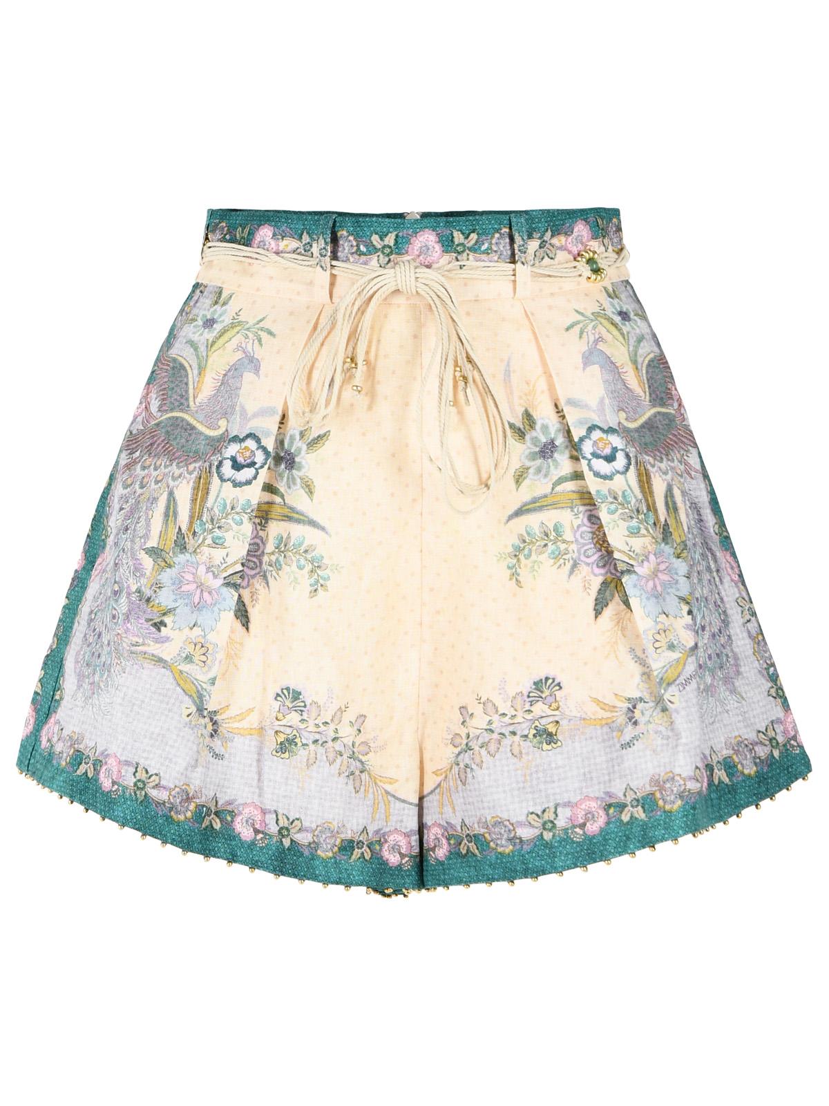 Zimmermann 'Indra Tuck' Cream Linen Shorts Women ZIMMERMANN