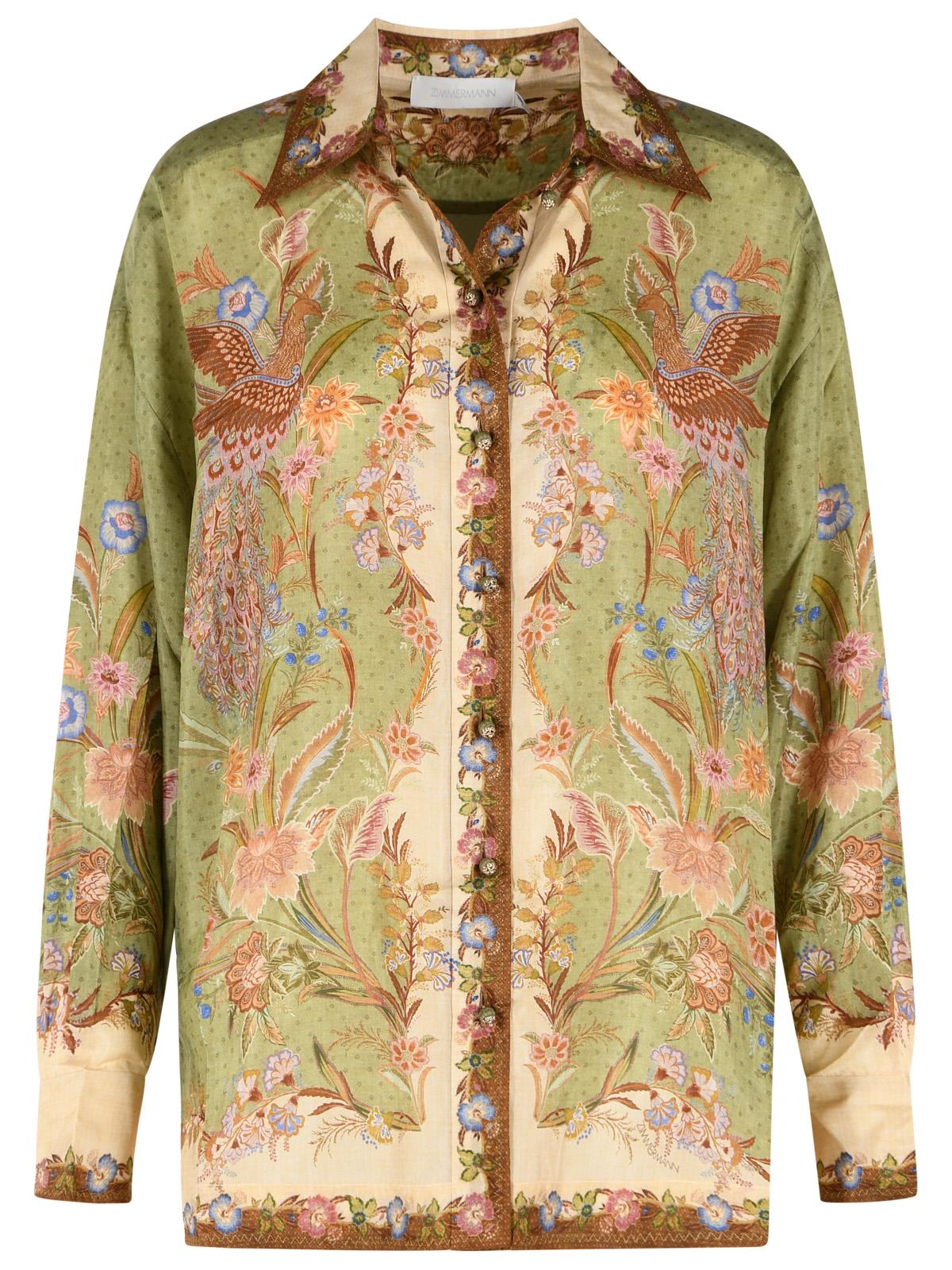 Zimmermann 'Indra' Khaki Silk Shirt Women ZIMMERMANN