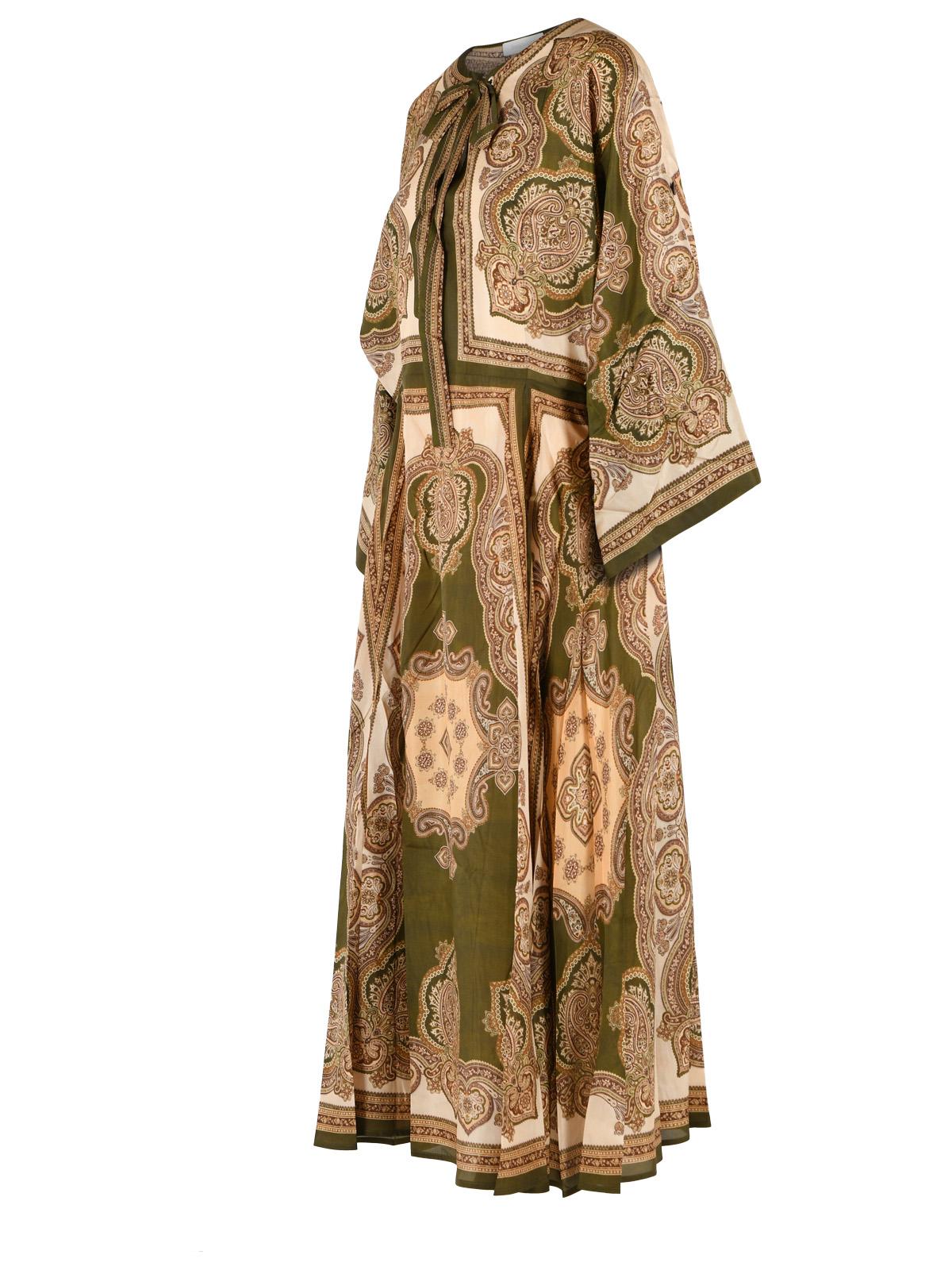 Zimmermann 'Mahon' Midi Tunic Dress In 'Olive Paisley' Multicolored Silk Women ZIMMERMANN