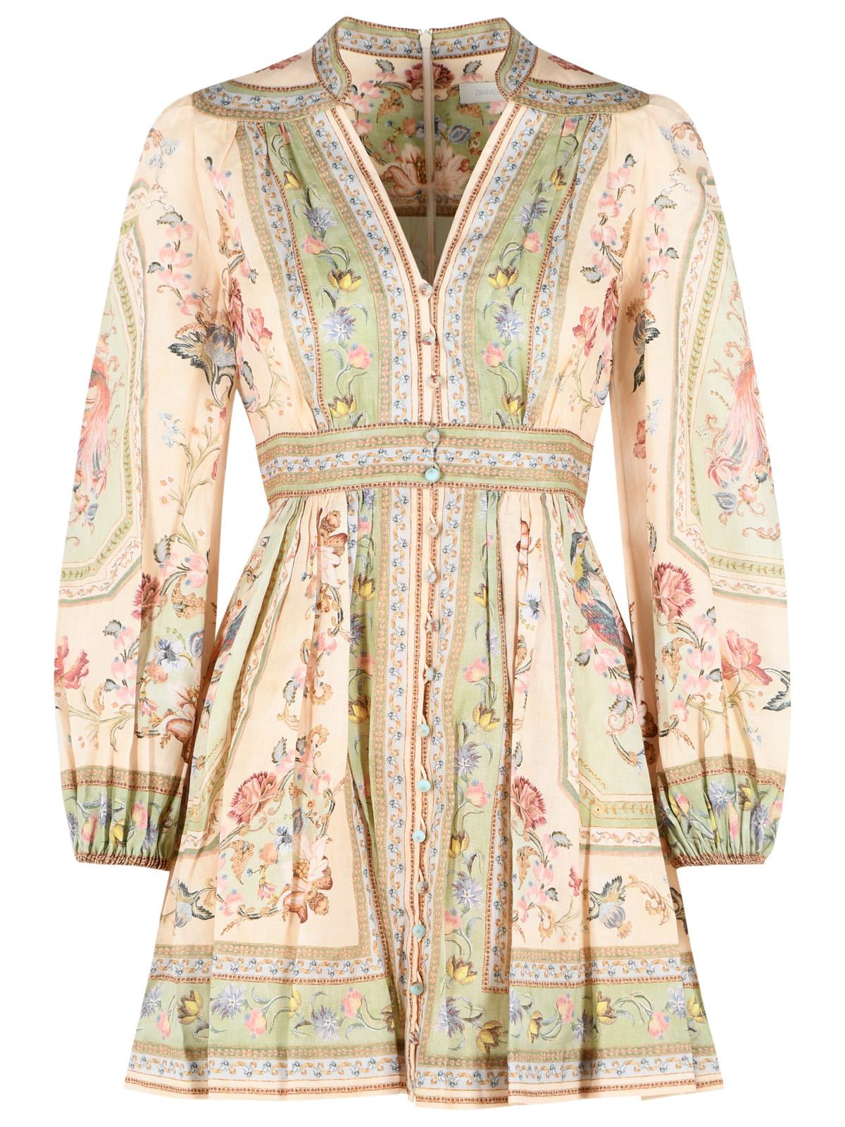 Zimmermann 'Roselight' Multicolored Linen Mini Dress Women ZIMMERMANN