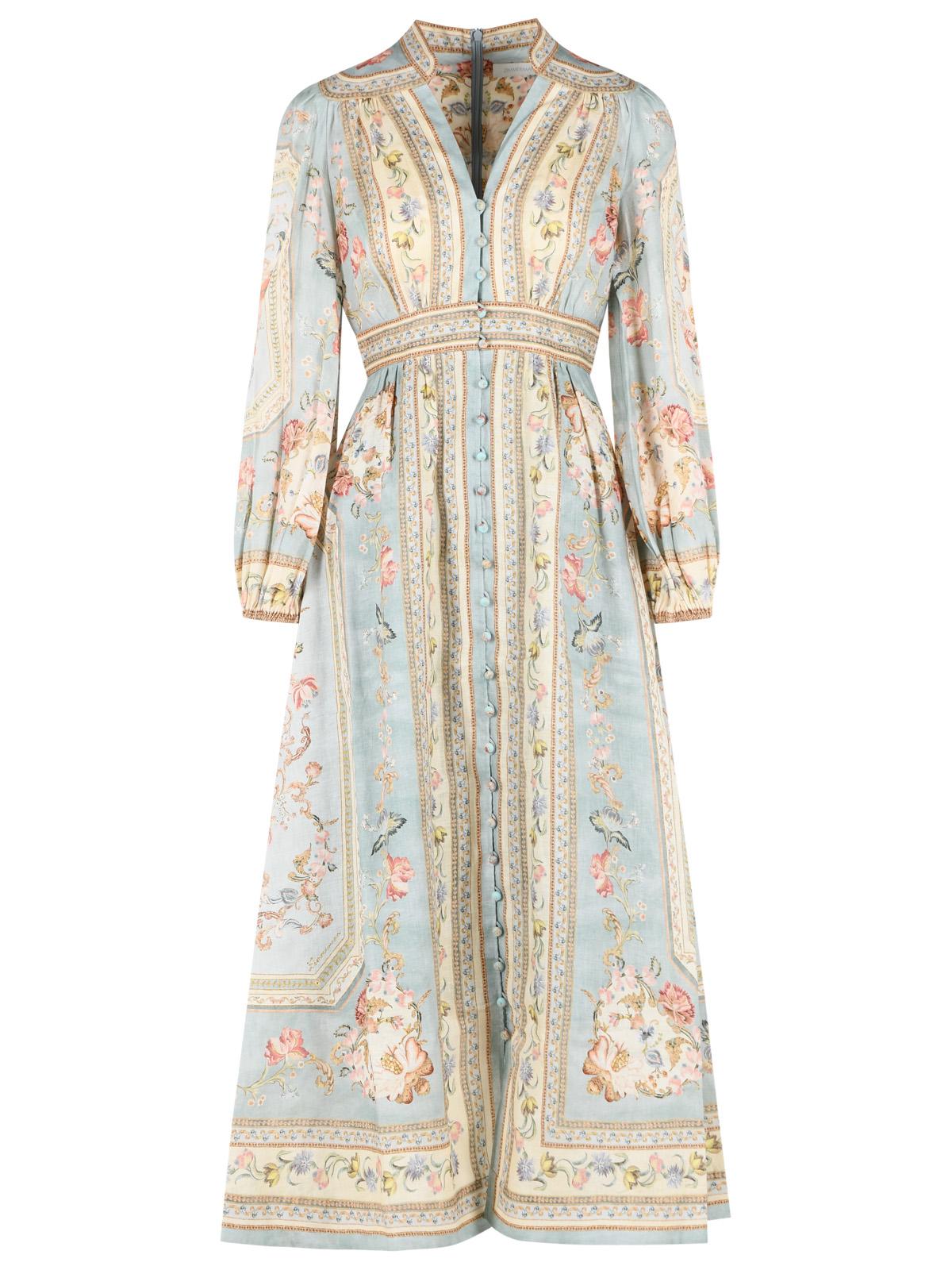 Zimmermann 'Roselight' Light Blue Linen Midi Dress Women ZIMMERMANN