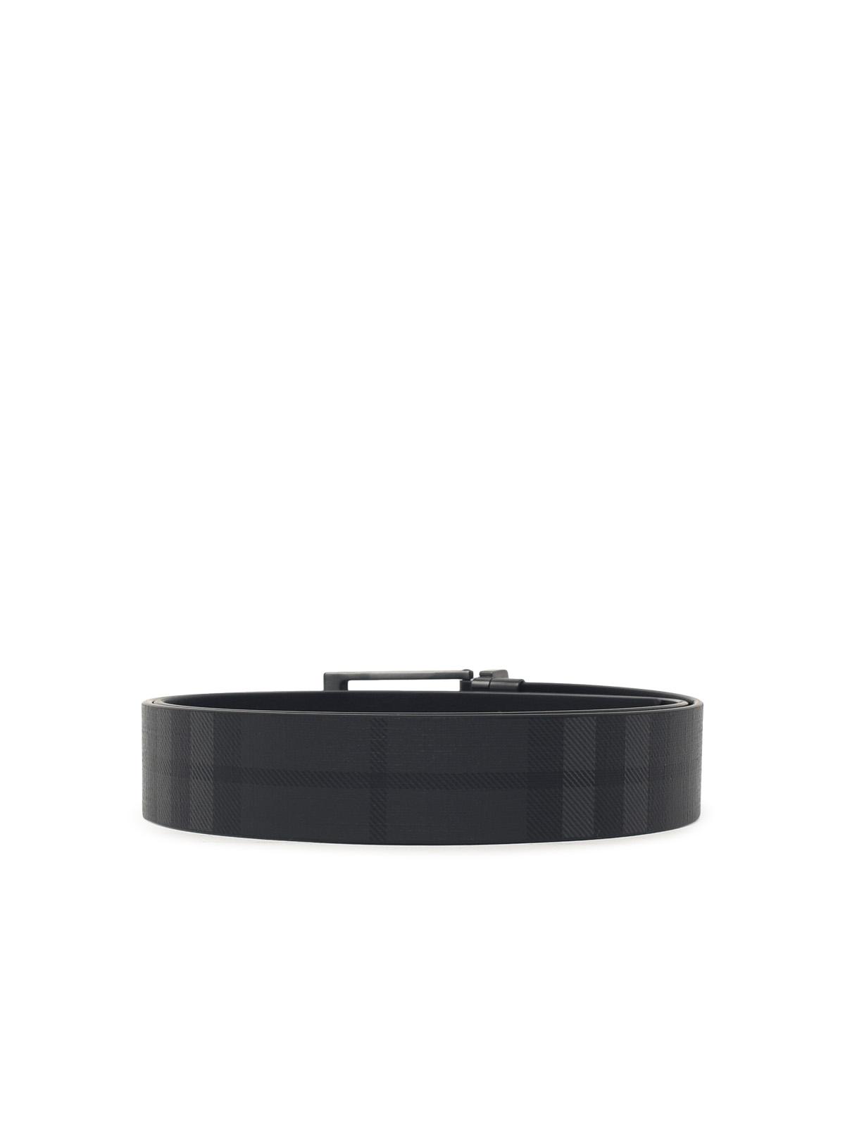 Burberry 'Check' Reversible Grey Cotton Blend Belt Men BURBERRY