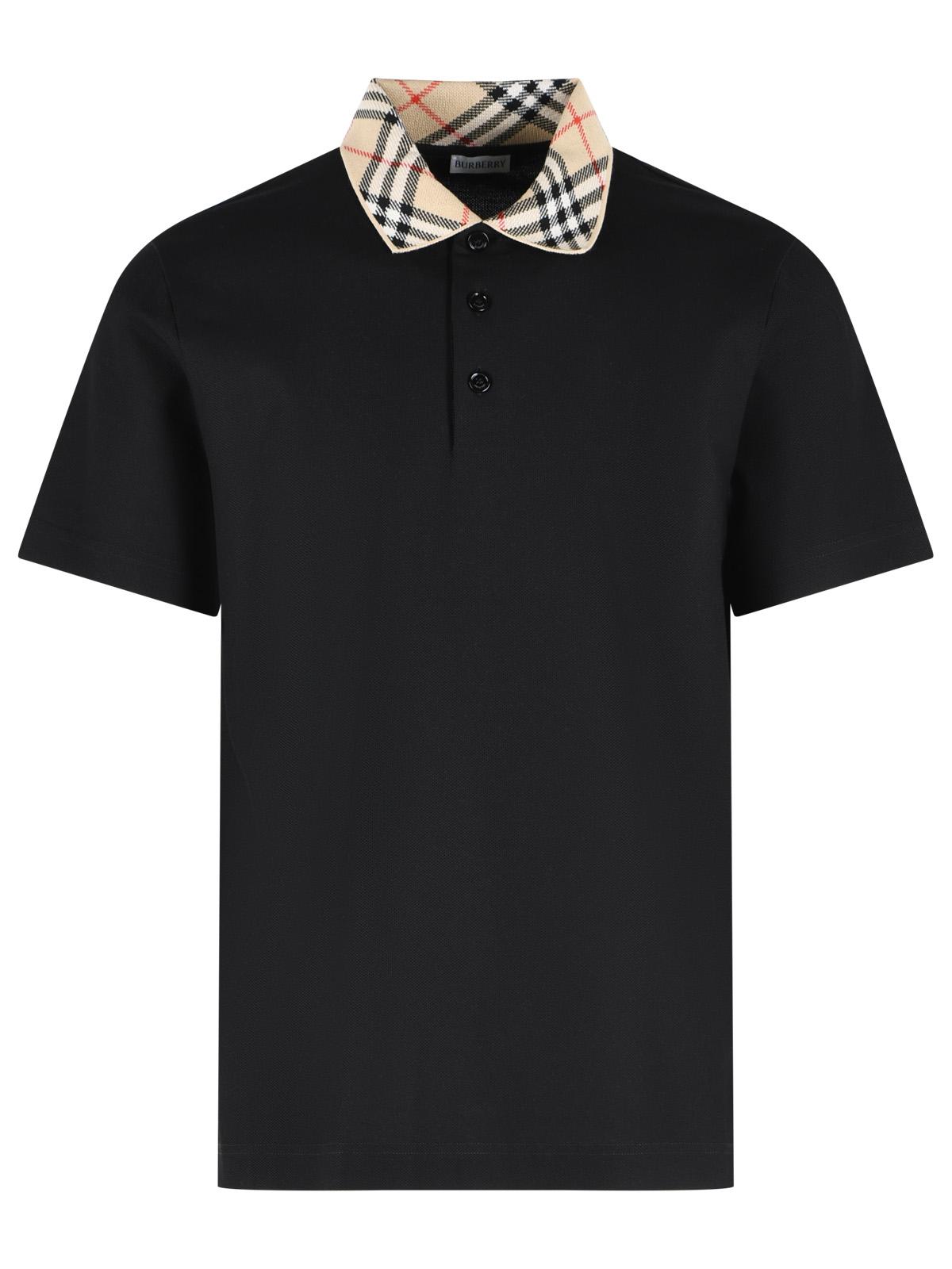 Burberry 'Evan' Black Cotton Polo Shirt Men BURBERRY