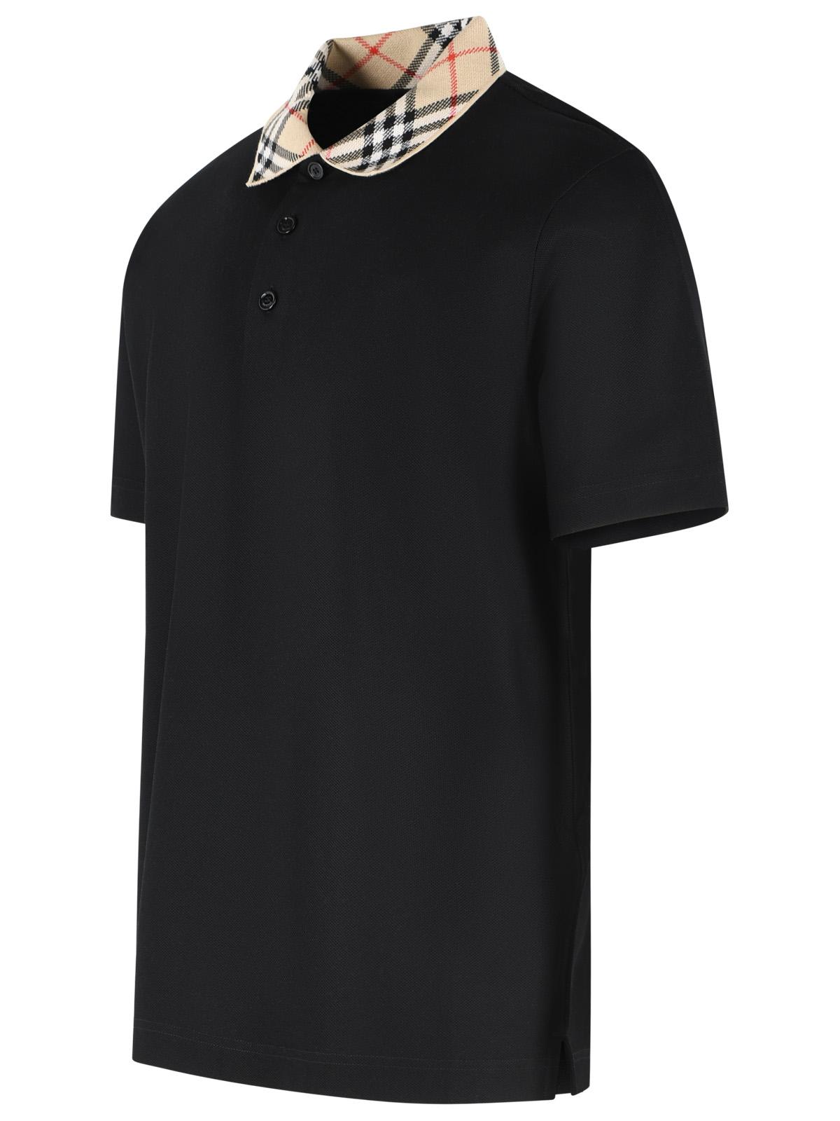 Burberry 'Evan' Black Cotton Polo Shirt Men BURBERRY