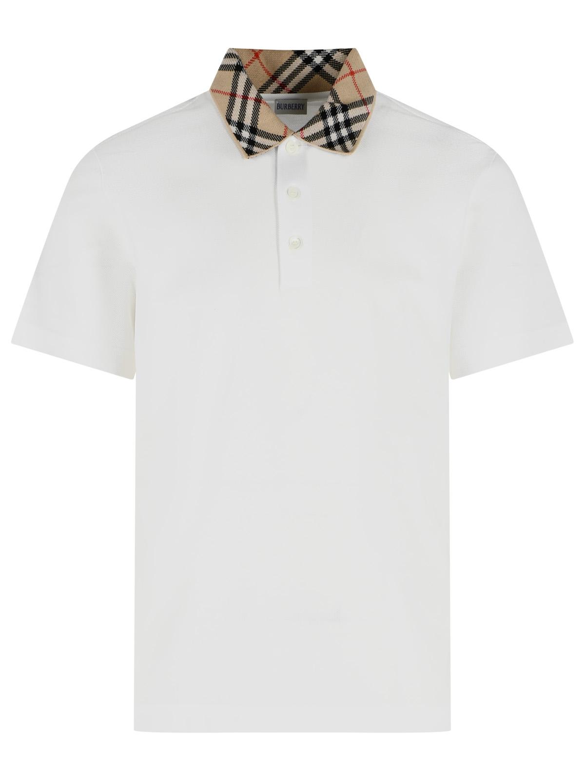 Burberry 'Evan' White Cotton Polo Shirt Men BURBERRY