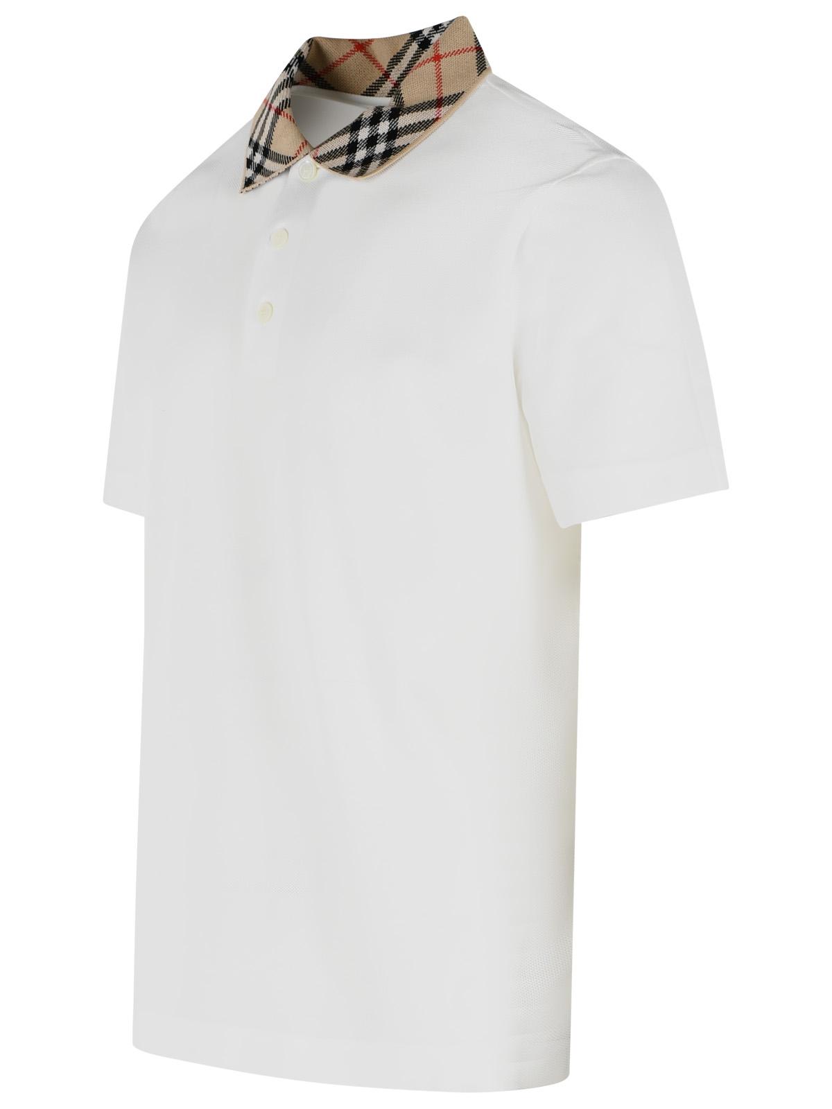 Burberry 'Evan' White Cotton Polo Shirt Men BURBERRY
