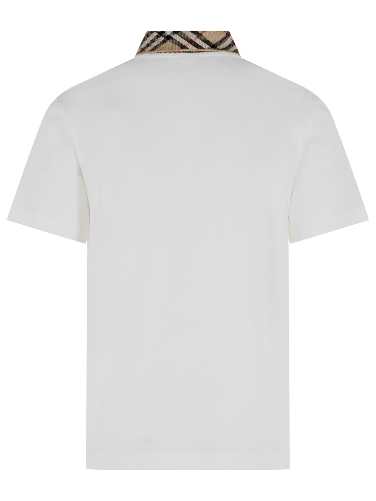 Burberry 'Evan' White Cotton Polo Shirt Men BURBERRY
