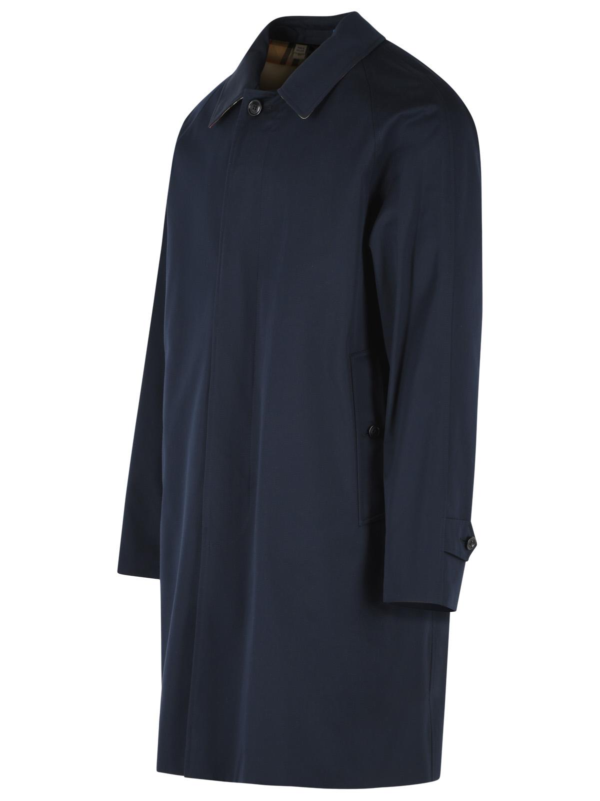 Burberry 'Camden' Blue Cotton Midi Trench Coat Men BURBERRY