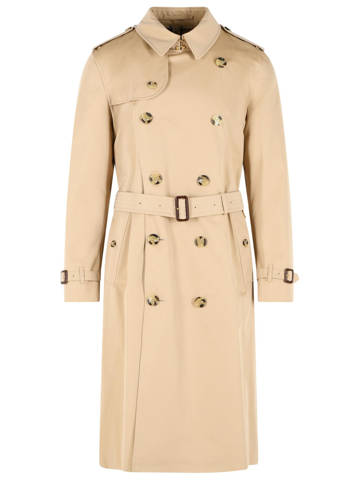 Burberry Long 'Kensington' Beige Cotton Trench Coat Men BURBERRY
