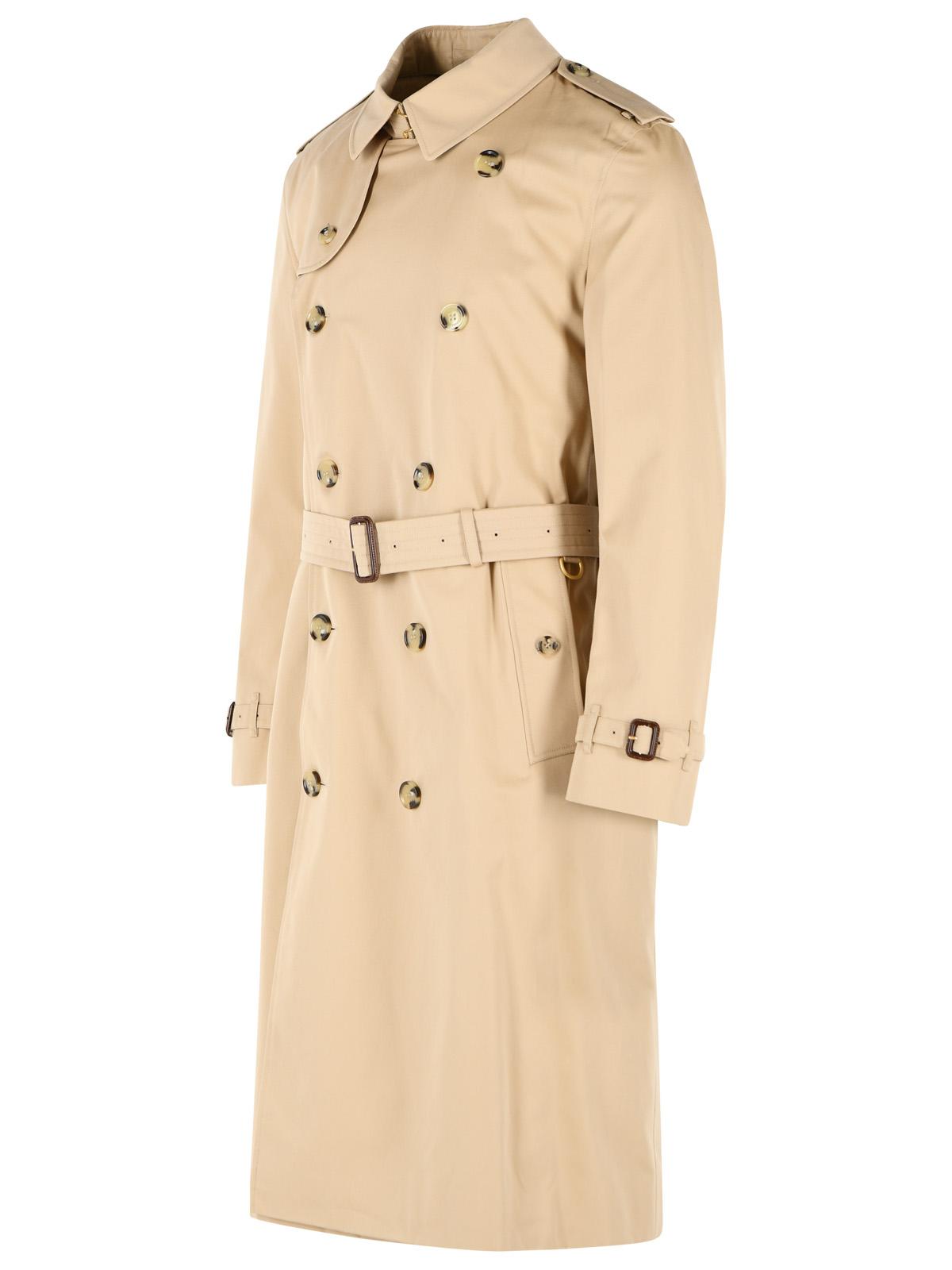 Burberry Long 'Kensington' Beige Cotton Trench Coat Men BURBERRY