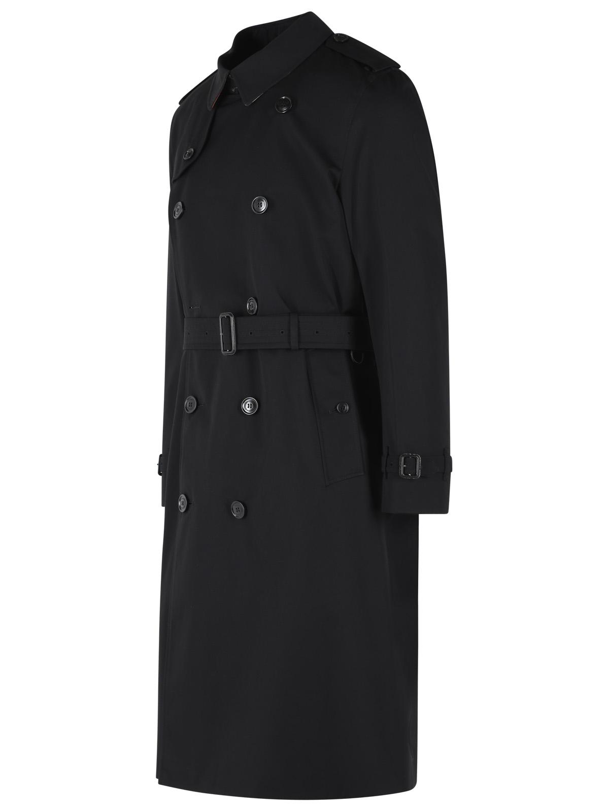 Burberry Long Black Cotton 'Kensington' Trench Coat Men BURBERRY