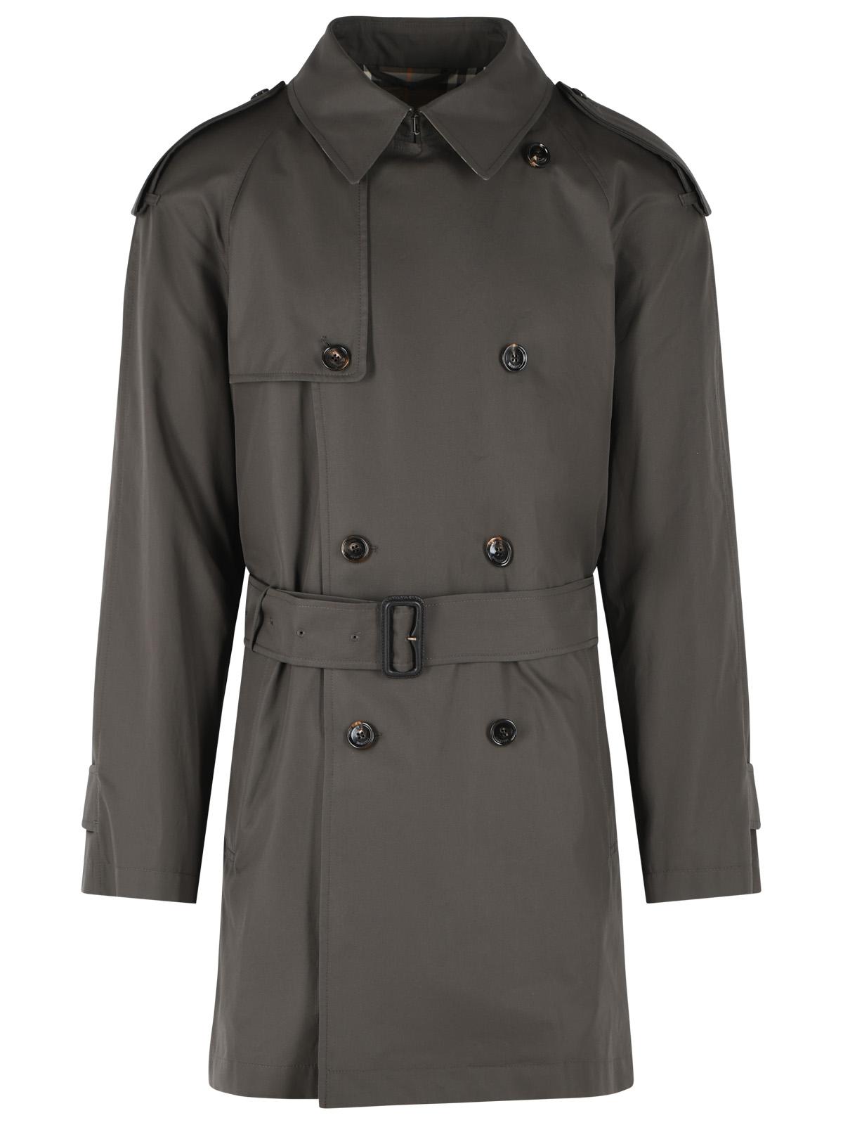 Burberry 'Leadenham' Medium Trench Coat In 'Estuary' Brown Cotton Gabardine Men BURBERRY
