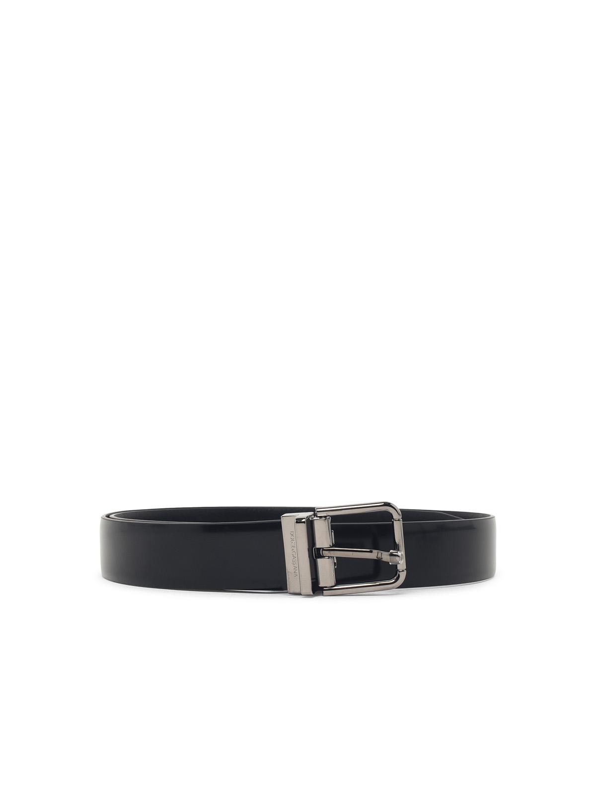 Dolce & Gabbana Black Leather Belt Men DOLCE & GABBANA