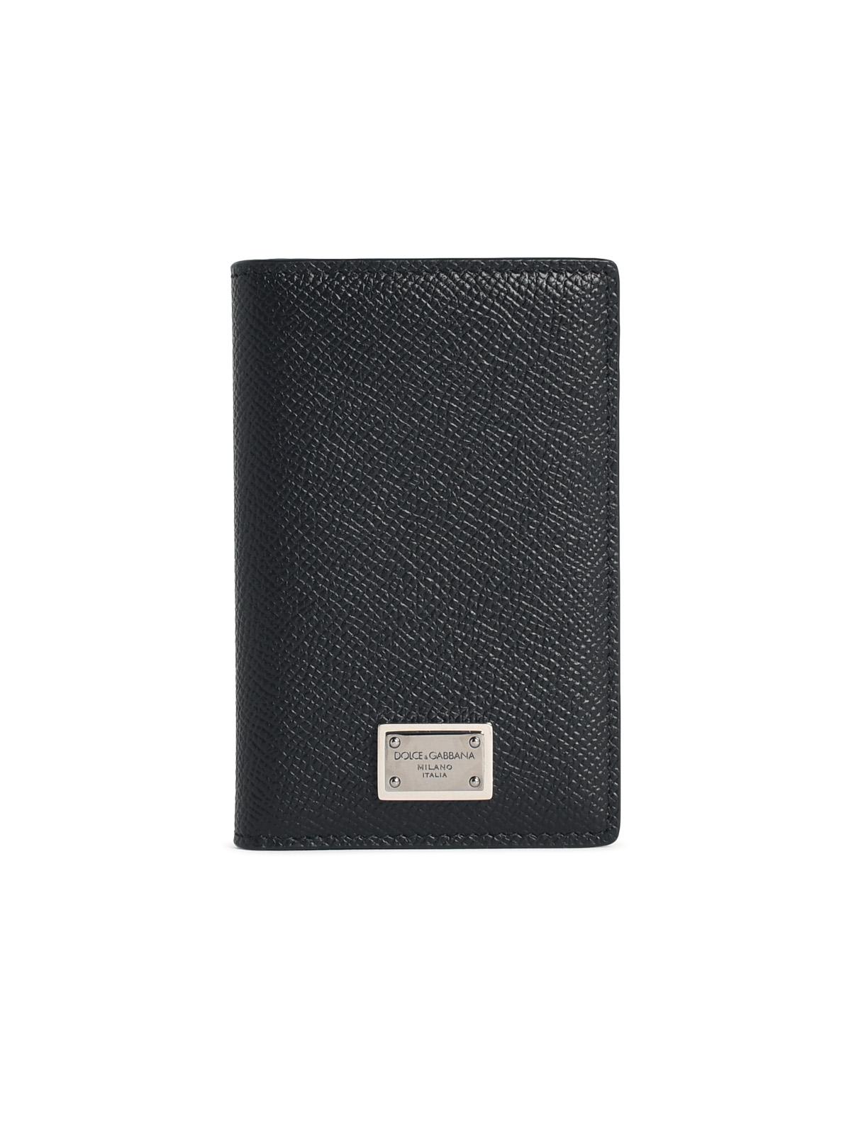 Dolce & Gabbana 'Fold' Black Dauphine Leather Card Holder Men DOLCE & GABBANA