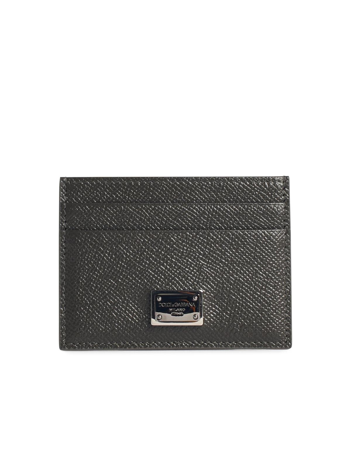 Dolce & Gabbana Dove Grey Leather Card Holder Men DOLCE & GABBANA