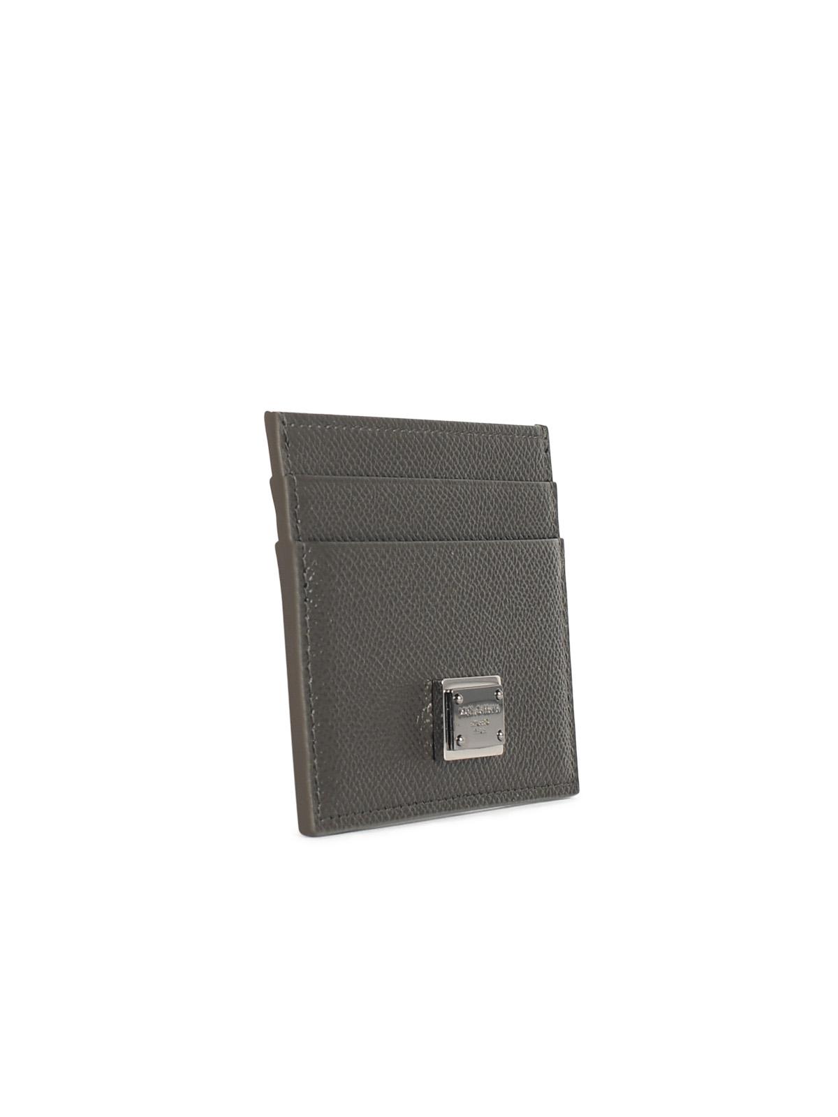 Dolce & Gabbana Dove Grey Leather Card Holder Men DOLCE & GABBANA