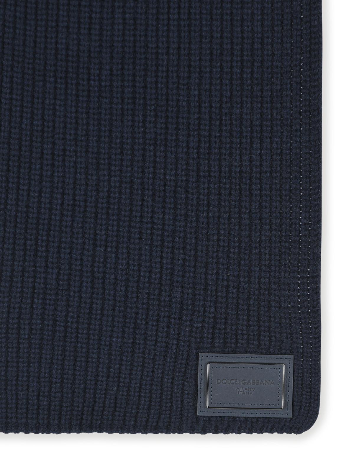 Dolce & Gabbana 'Dg' Patch Scarf In Blue Cashmere Men DOLCE & GABBANA