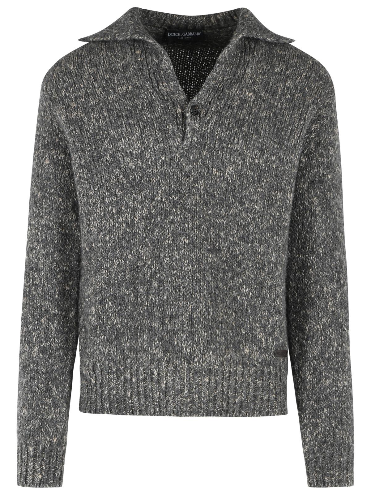 Dolce & Gabbana Grey Virgin Wool Blend Polo Shirt Men DOLCE & GABBANA