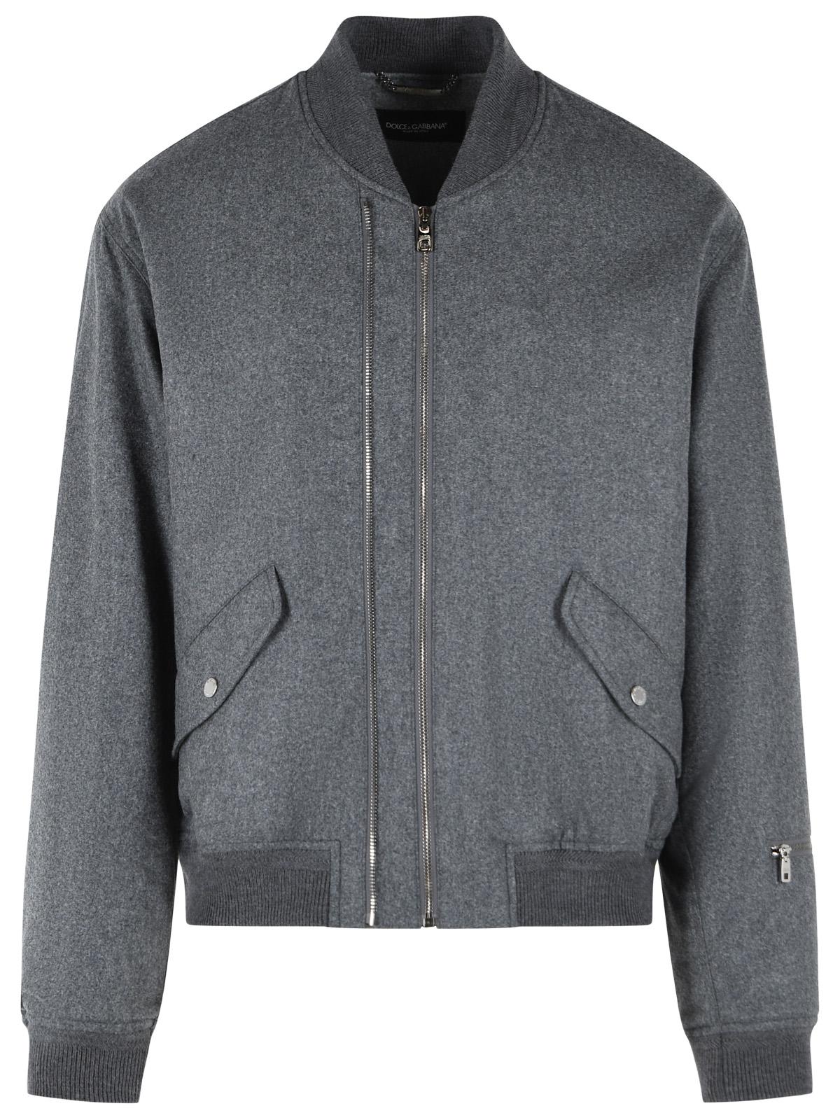 Dolce & Gabbana Grey Virgin Wool Bomber Jacket Men DOLCE & GABBANA