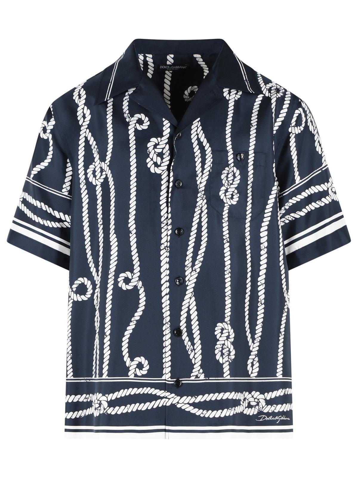 Dolce & Gabbana 'Corde' Navy Silk Shirt Men DOLCE & GABBANA