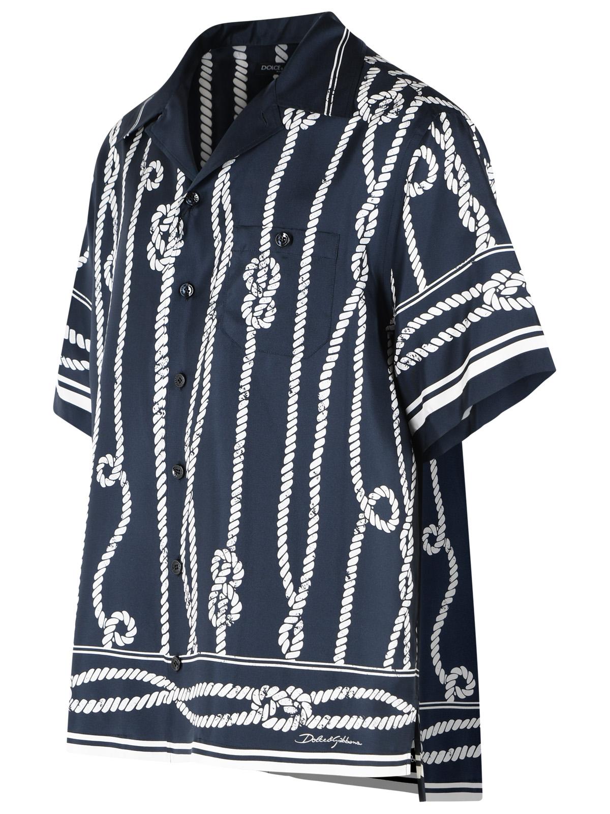 Dolce & Gabbana 'Corde' Navy Silk Shirt Men DOLCE & GABBANA