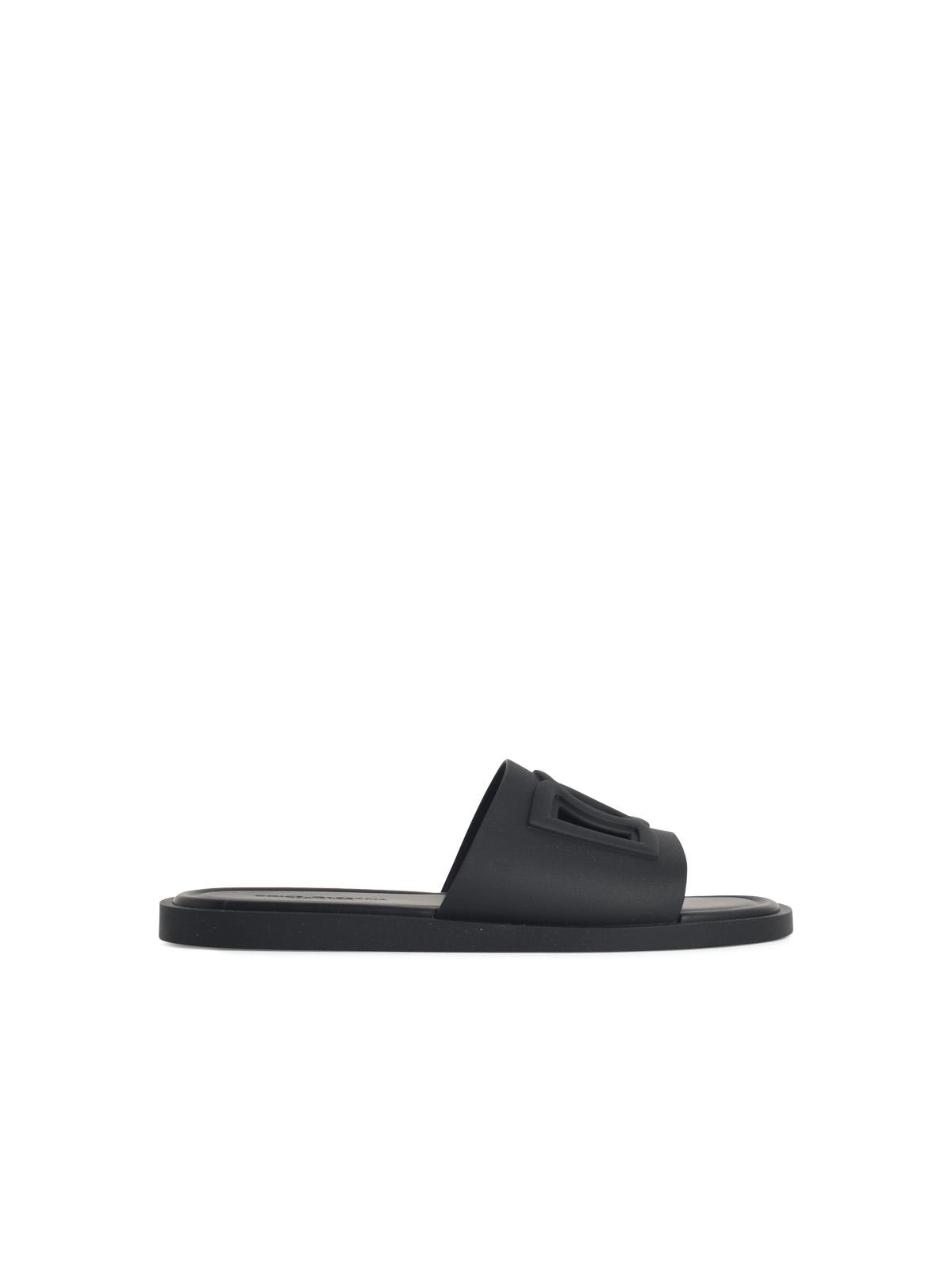Dolce & Gabbana 'Dg Logo' Black Rubber Slippers Men DOLCE & GABBANA